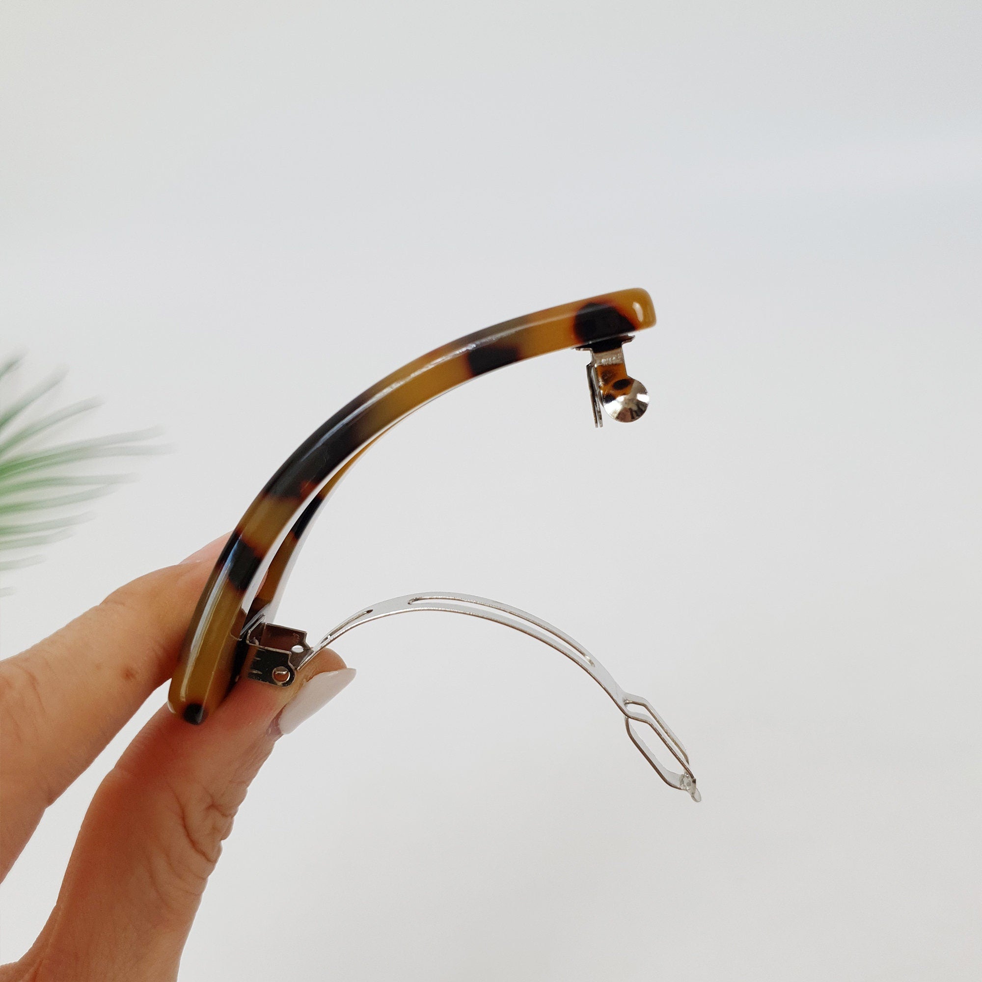 Leopard Square Buckle Hair Barrette / Tortoise Marble French Hair Pin / Hair Accessory for Woman / Automatic Hair Clip