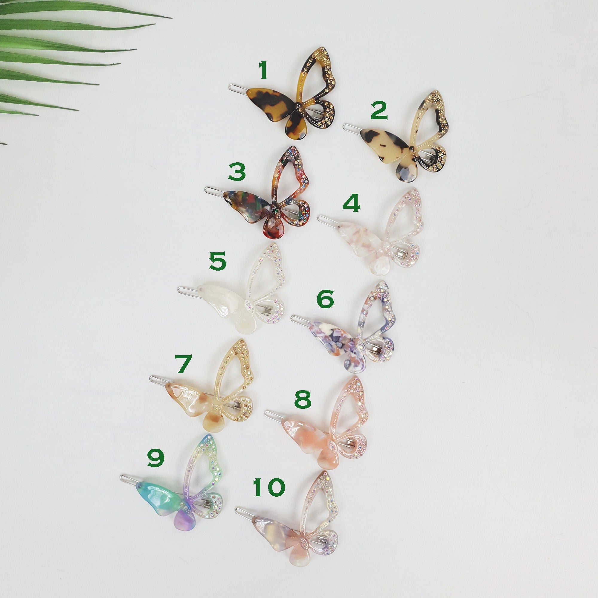 Tortoise Shell Butterfly Bobby Pin with Cubic / Vintage French Hair Pin / Hair Accessory for Woman / Butterfly Hair Clip