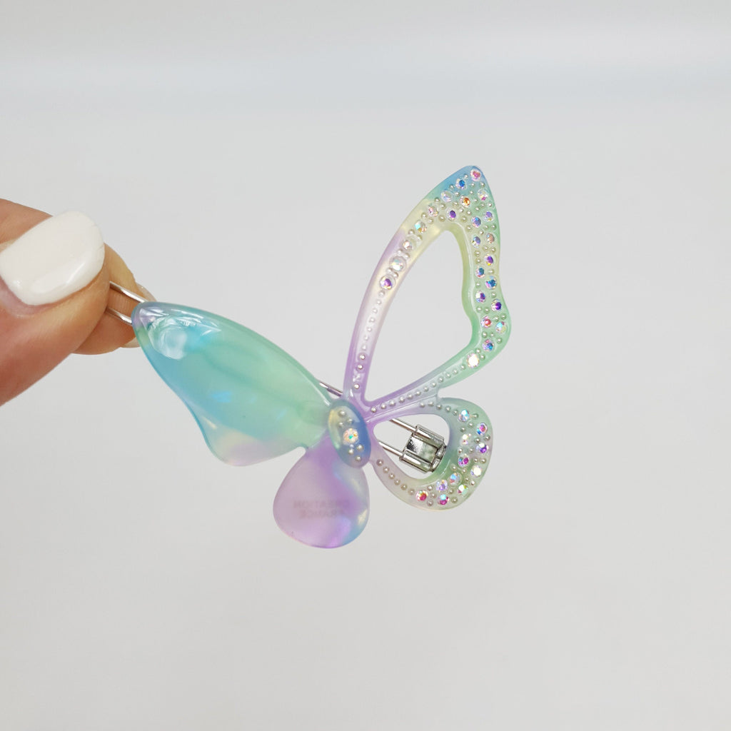 Tortoise Shell Butterfly Bobby Pin with Cubic / Vintage French Hair Pin / Hair Accessory for Woman / Butterfly Hair Clip