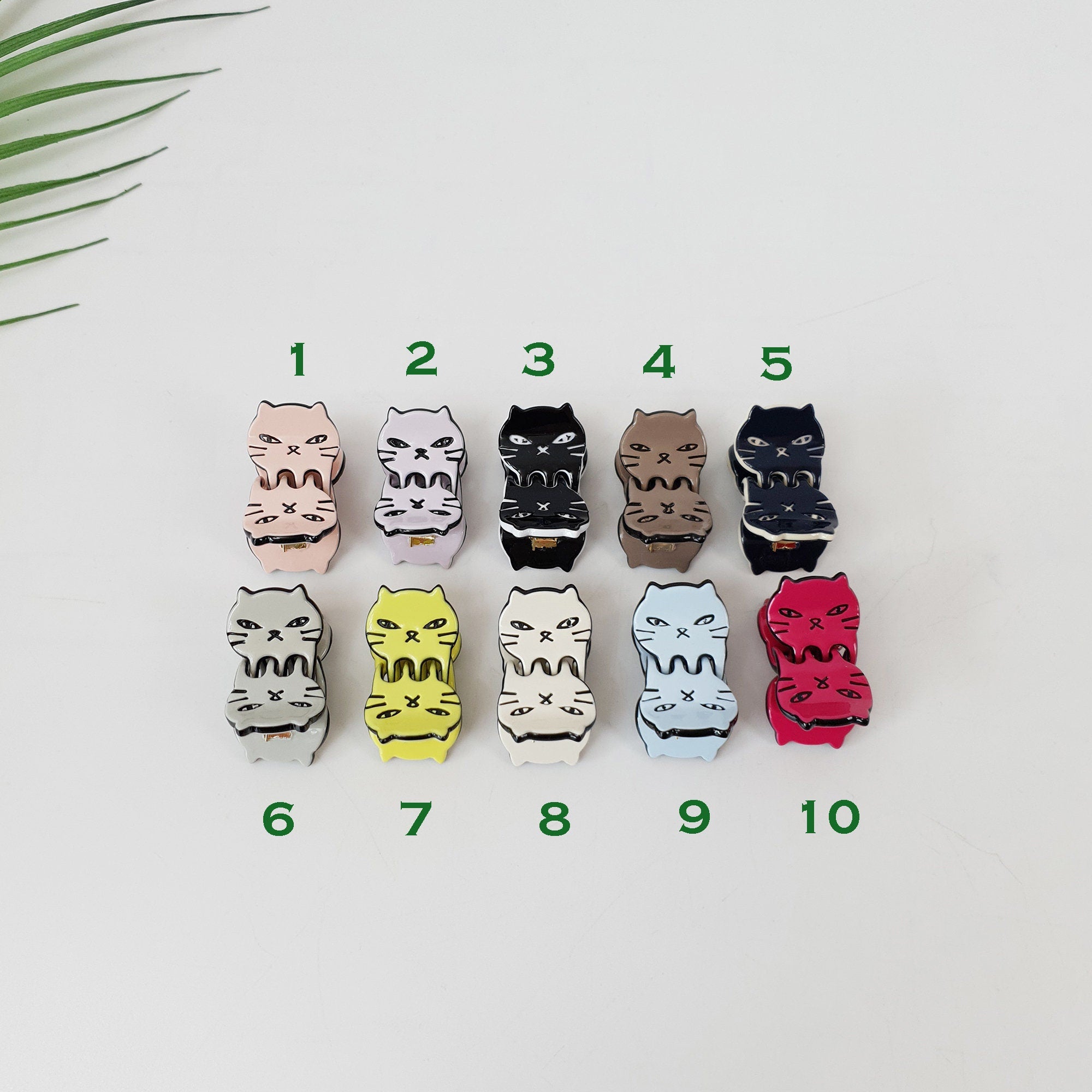 Pastel Tone Chic Mini Kitty Hair Clip - 2 pieces in 1 set / Colorful Small French Hair Pin / Hair Barrette for Woman