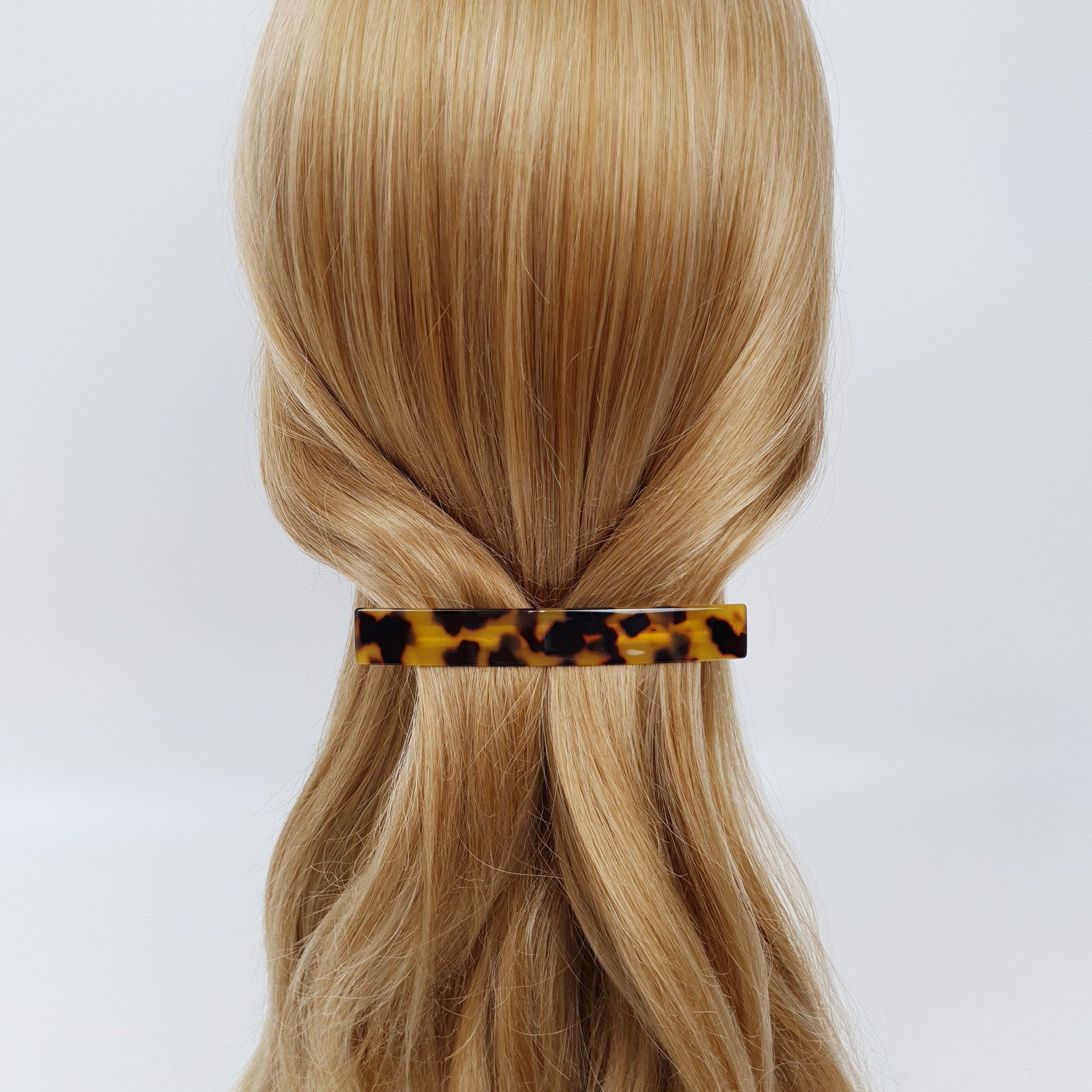 Leopard Aurora Simple Flat Hair Barrette (4.1 Inch) / Tortoise Marble French Hair Pin / Hair Accessory for Woman / Automatic Hair Clip