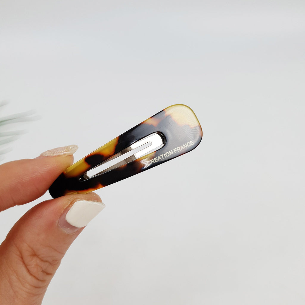 Leopard Aurora Triangle Snap Clip (2.2 Inch) / Tortoise Marble Hairgrip Barrette / French Hair Pin / Tic Tac Hair Clip Pin