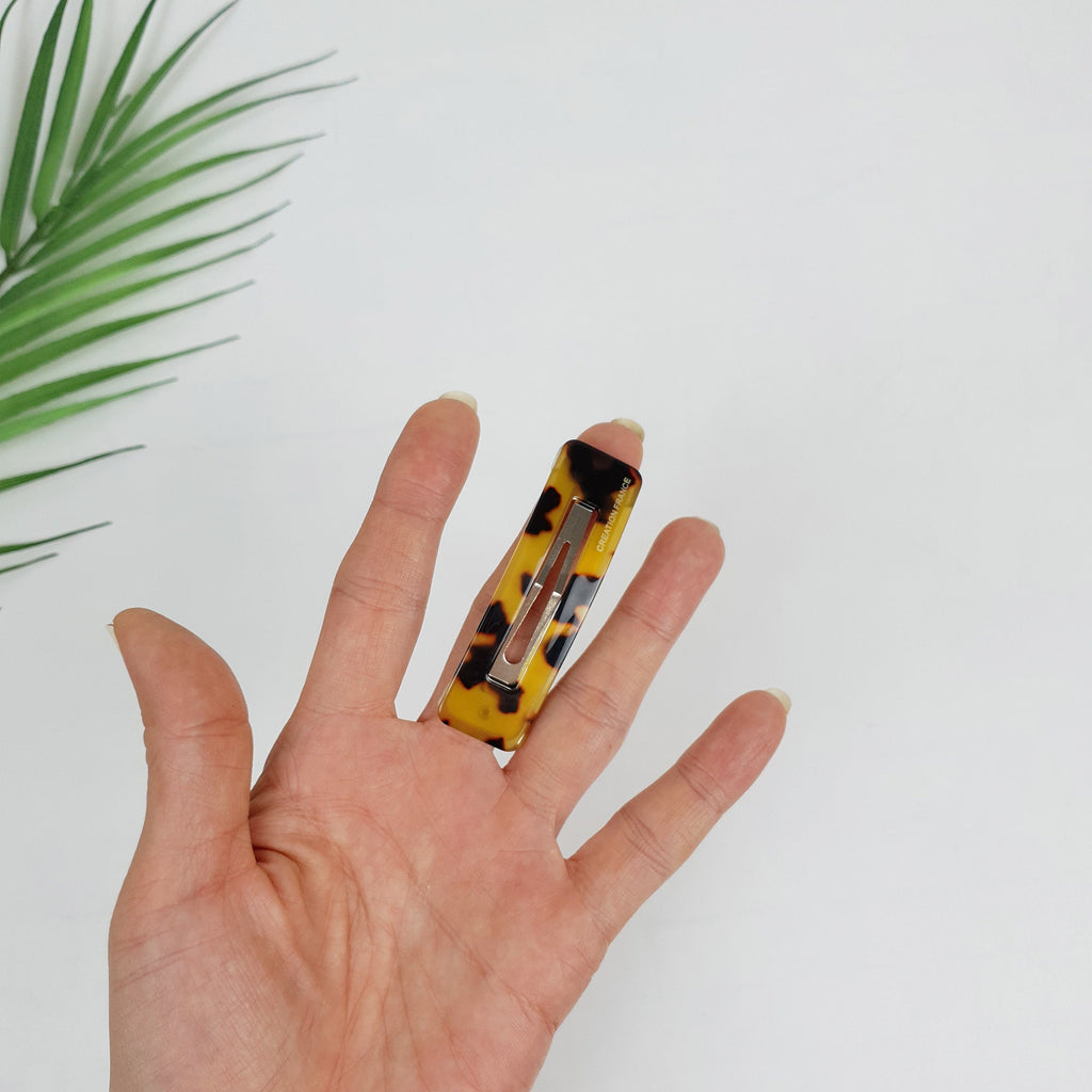 Leopard Aurora Square Snap Clip (2.6 Inch) / Tortoise Marble Hairgrip Barrette / French Hair Pin / Tic Tac Hair Clip Pin
