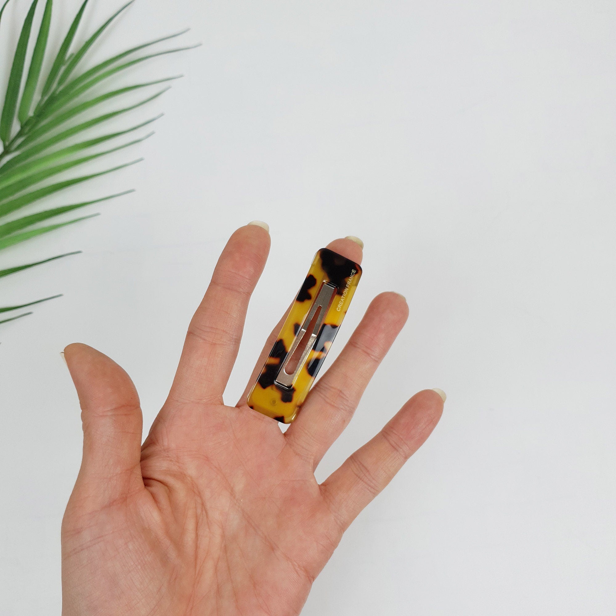 Leopard Aurora Square Snap Clip (2.6 Inch) / Tortoise Marble Hairgrip Barrette / French Hair Pin / Tic Tac Hair Clip Pin