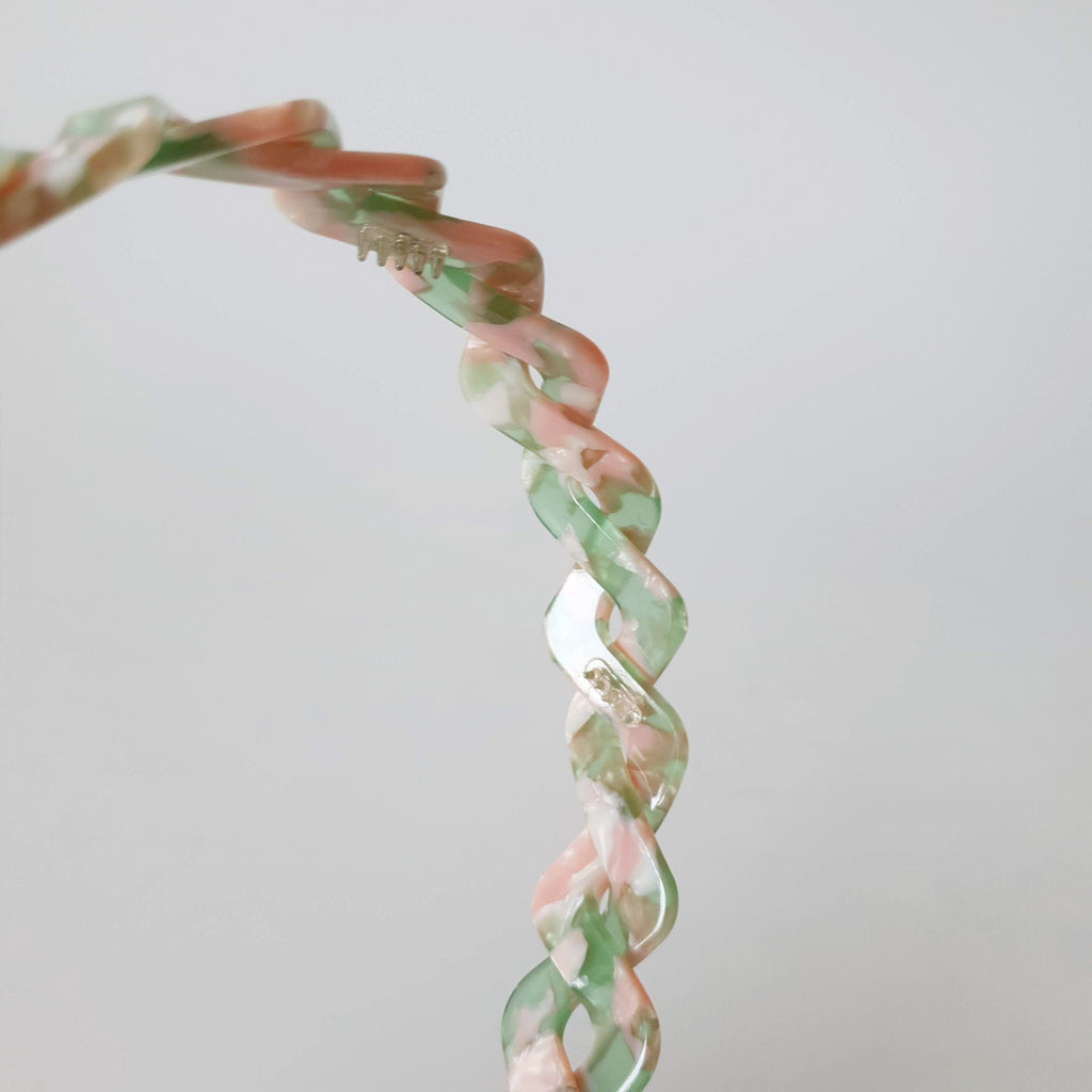 Tortoise Shell Twist Thin Headband / Leopard Olive Peach Headband / Hair Accessory for Woman / Twisted Headband