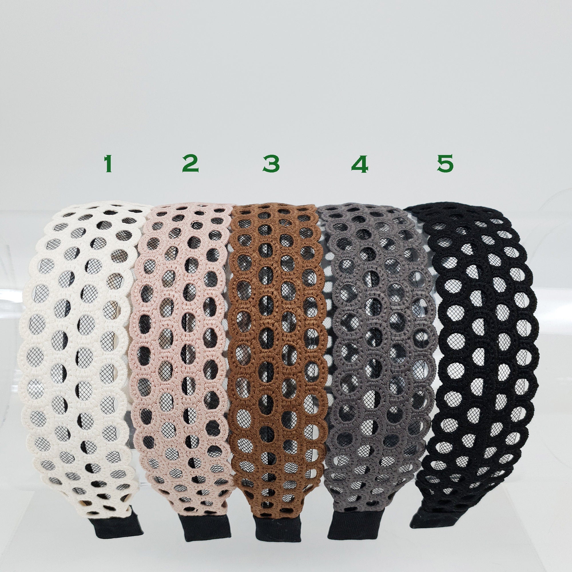 Basic Round Punching Lace Wide Headband (1.6 Inch) / Fashionable Turban Bandanna / Hair Accessory for Woman