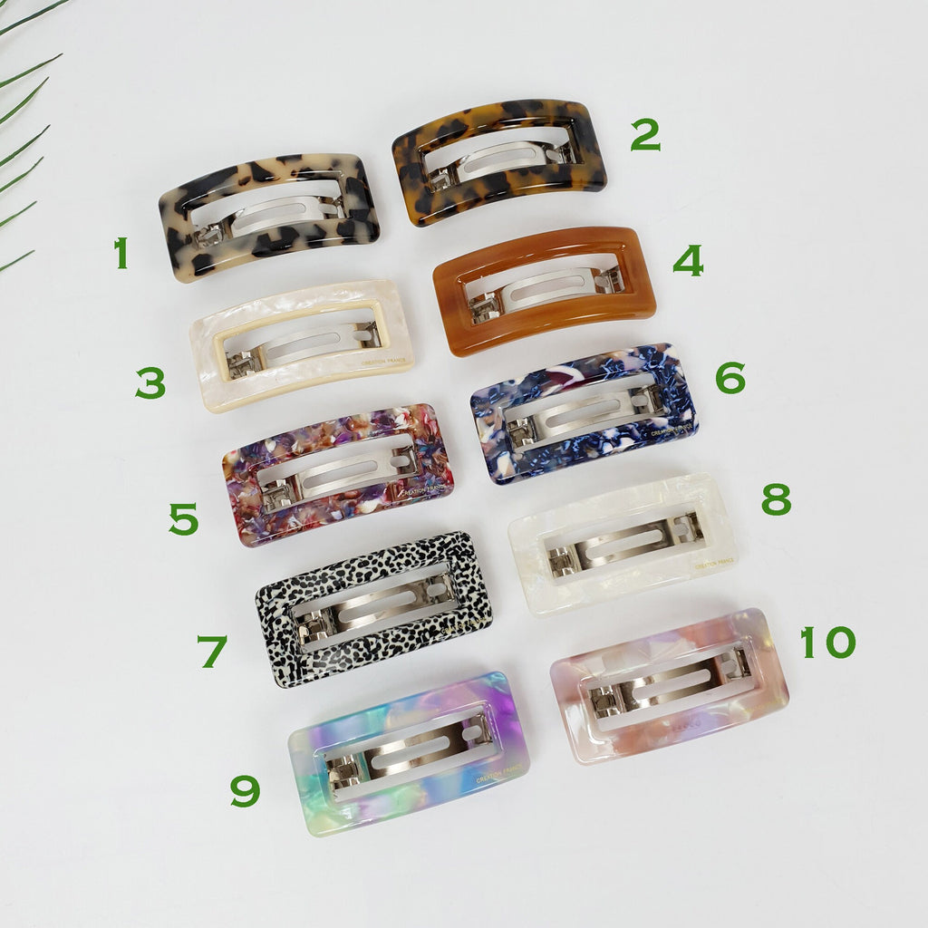 Leopard Square Buckle Hair Barrette / Tortoise Marble French Hair Pin / Hair Accessory for Woman / Automatic Hair Clip