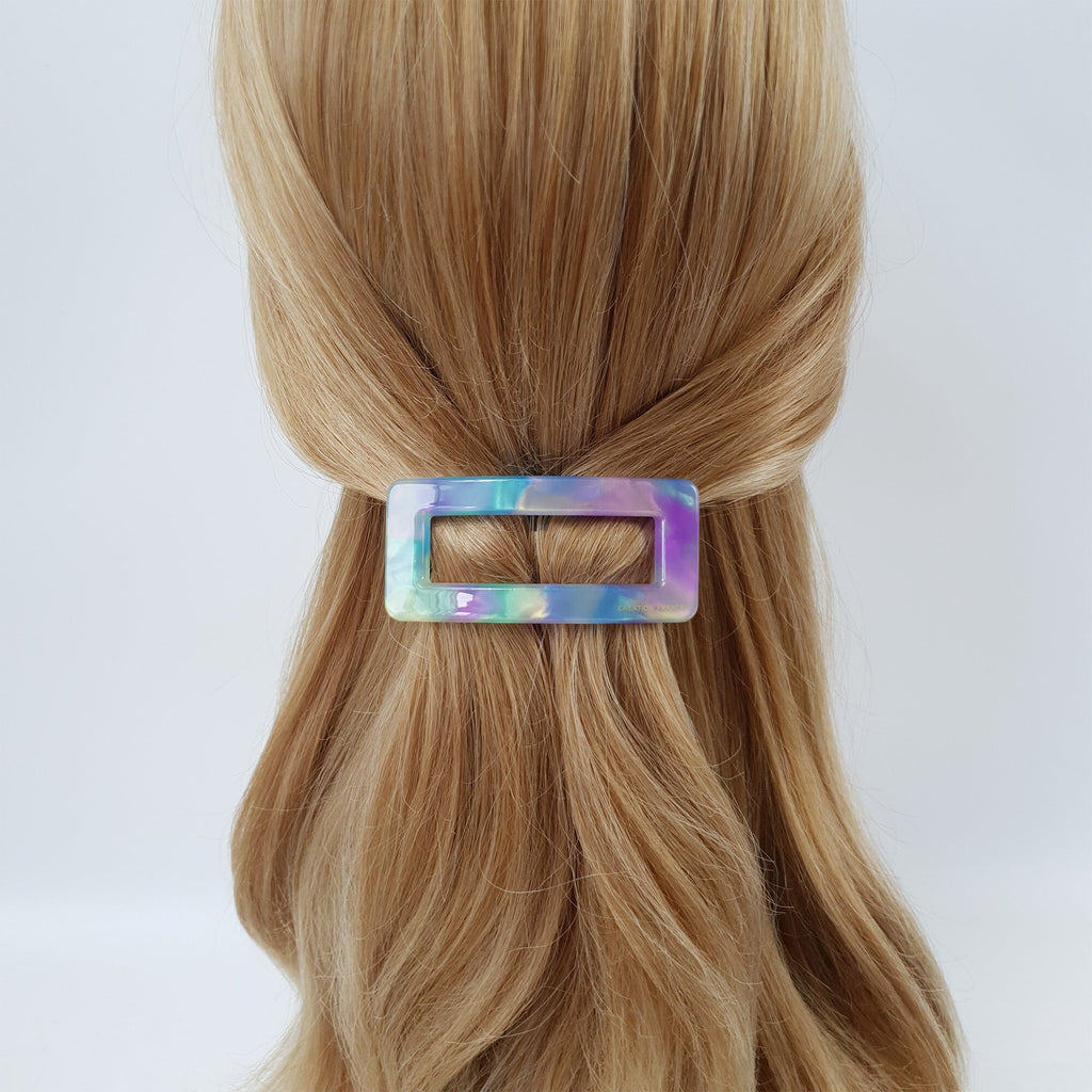 Leopard Square Buckle Hair Barrette / Tortoise Marble French Hair Pin / Hair Accessory for Woman / Automatic Hair Clip