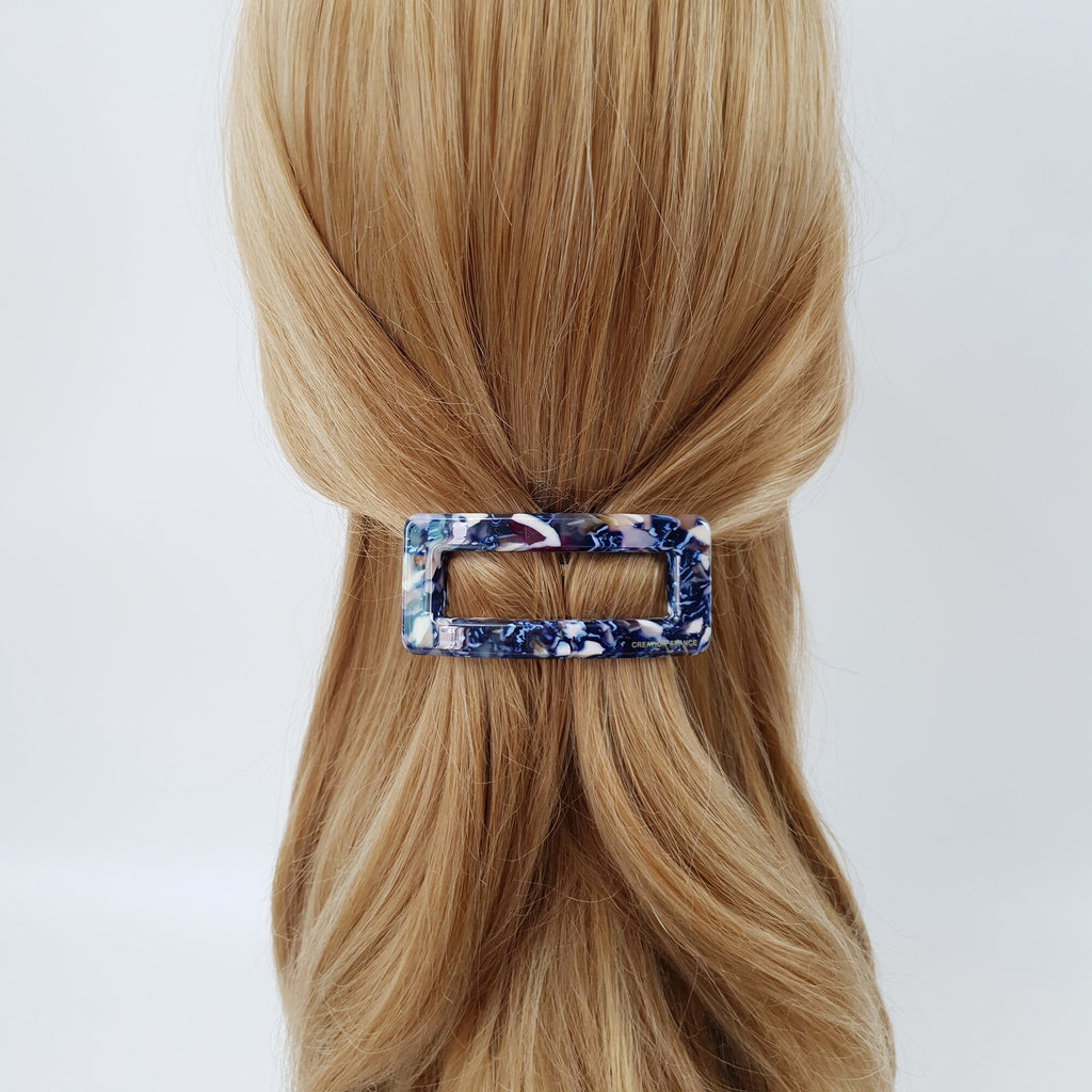 Leopard Square Buckle Hair Barrette / Tortoise Marble French Hair Pin / Hair Accessory for Woman / Automatic Hair Clip