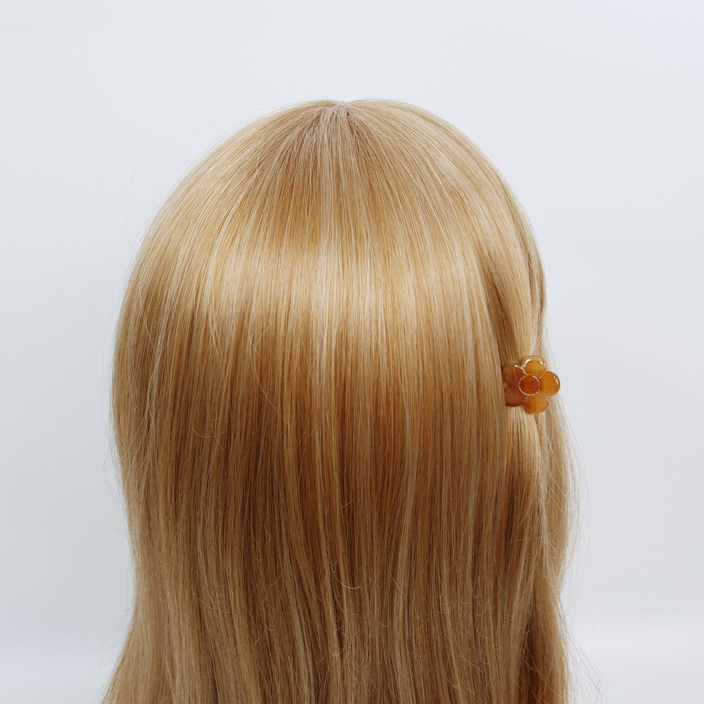 Cute Flower Extra Mini Hair Clips (0.8 Inch) / Tortoise Shell Tiny French Hair Pin / Hair Barrette for Woman