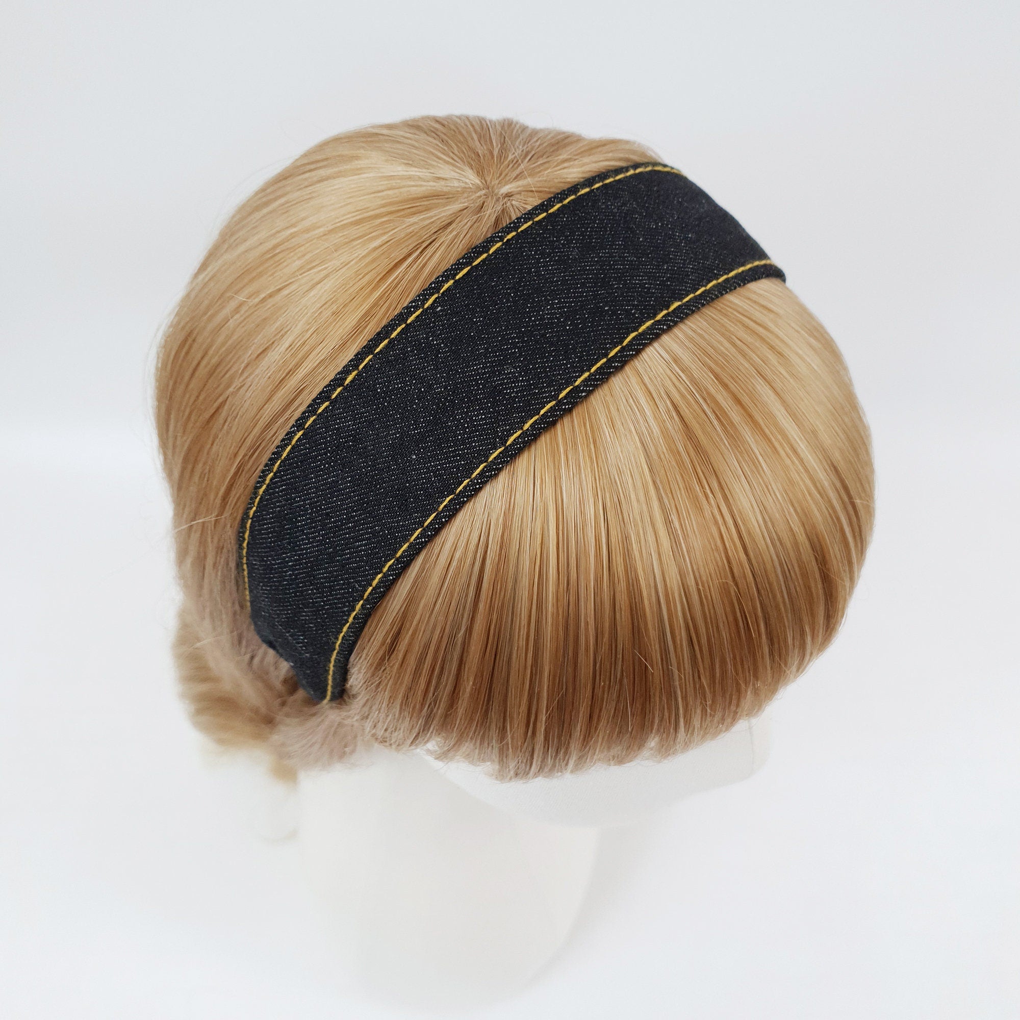 Denim Simple Line 1.6 Inch Wide Headband / Blue Hair Turban Bandanna / Hair Accessory for Woman