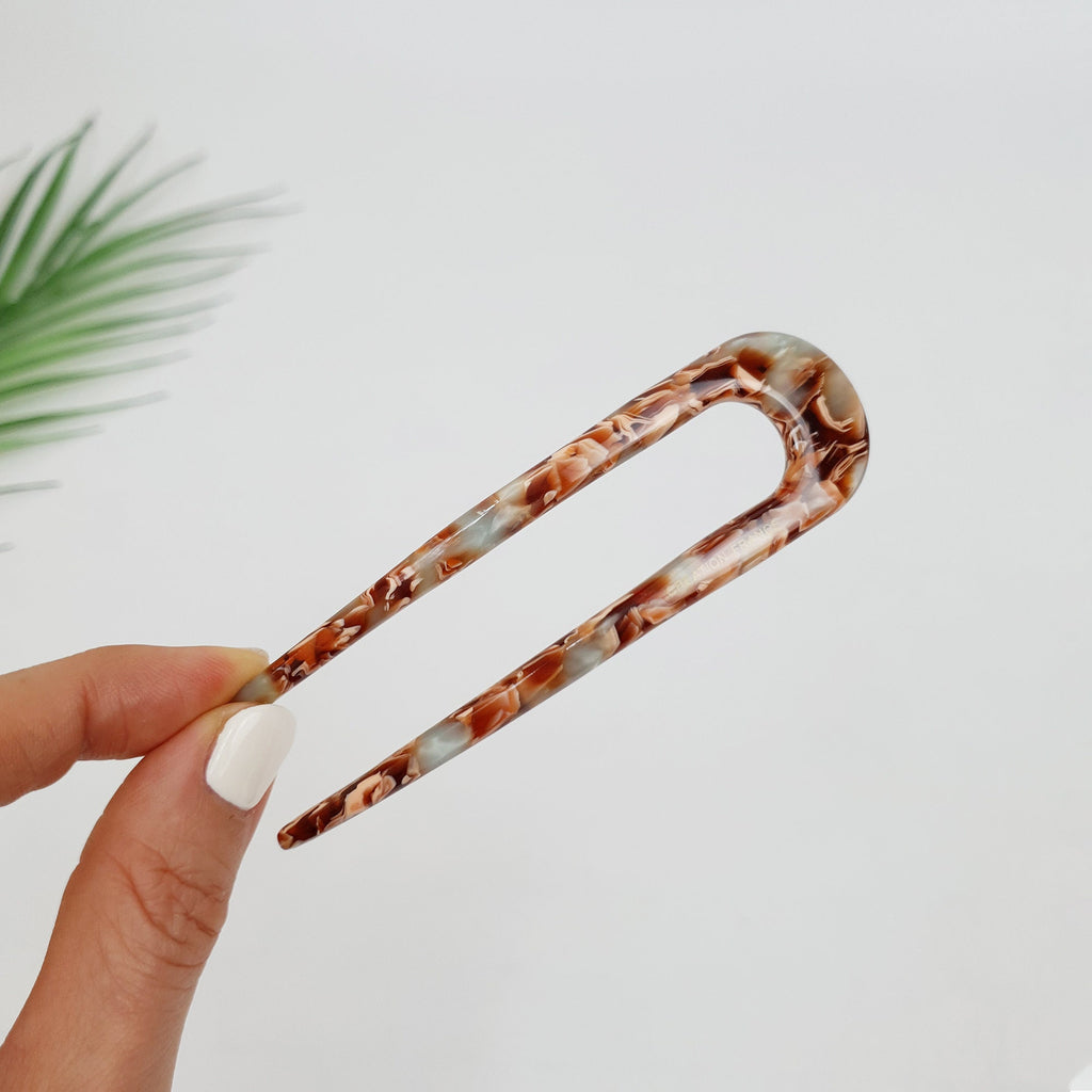 Straight Line U Shape Hair Stick / Tortoise Shell French Hair Pin / Hair Fork for Woman