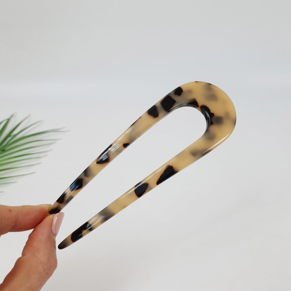 Tortoise Shell U Shape Hair Stick / Leopard French Hair Pin / Hair Fork for Thick Hair / Hair Clasp for Woman