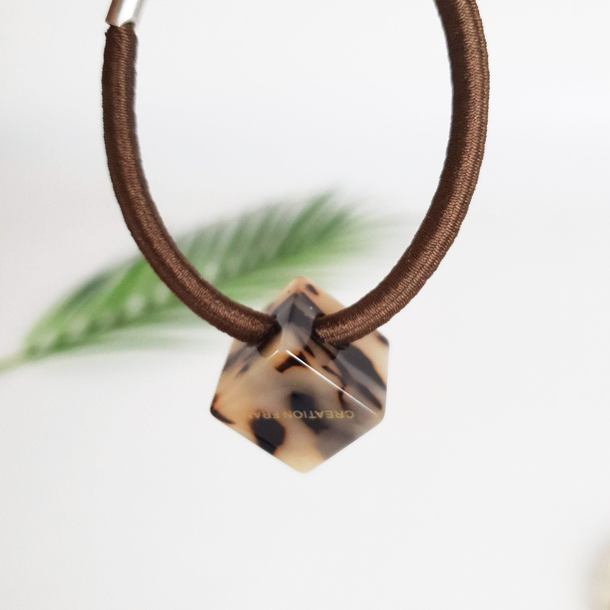 Leopard Big Bead Cube Square Hair Tie / Tortoise Marble Ponytail Holder / Hair Accessory for Woman / French Hair Pin / Hair Scrunchy