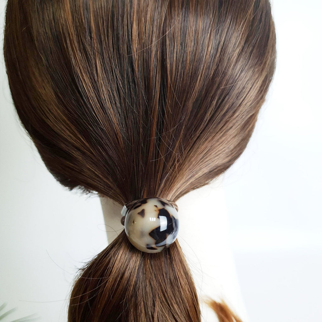 Leopard Big Bead Cube Square Hair Tie / Tortoise Marble Ponytail Holder / Hair Accessory for Woman / French Hair Pin / Hair Scrunchy