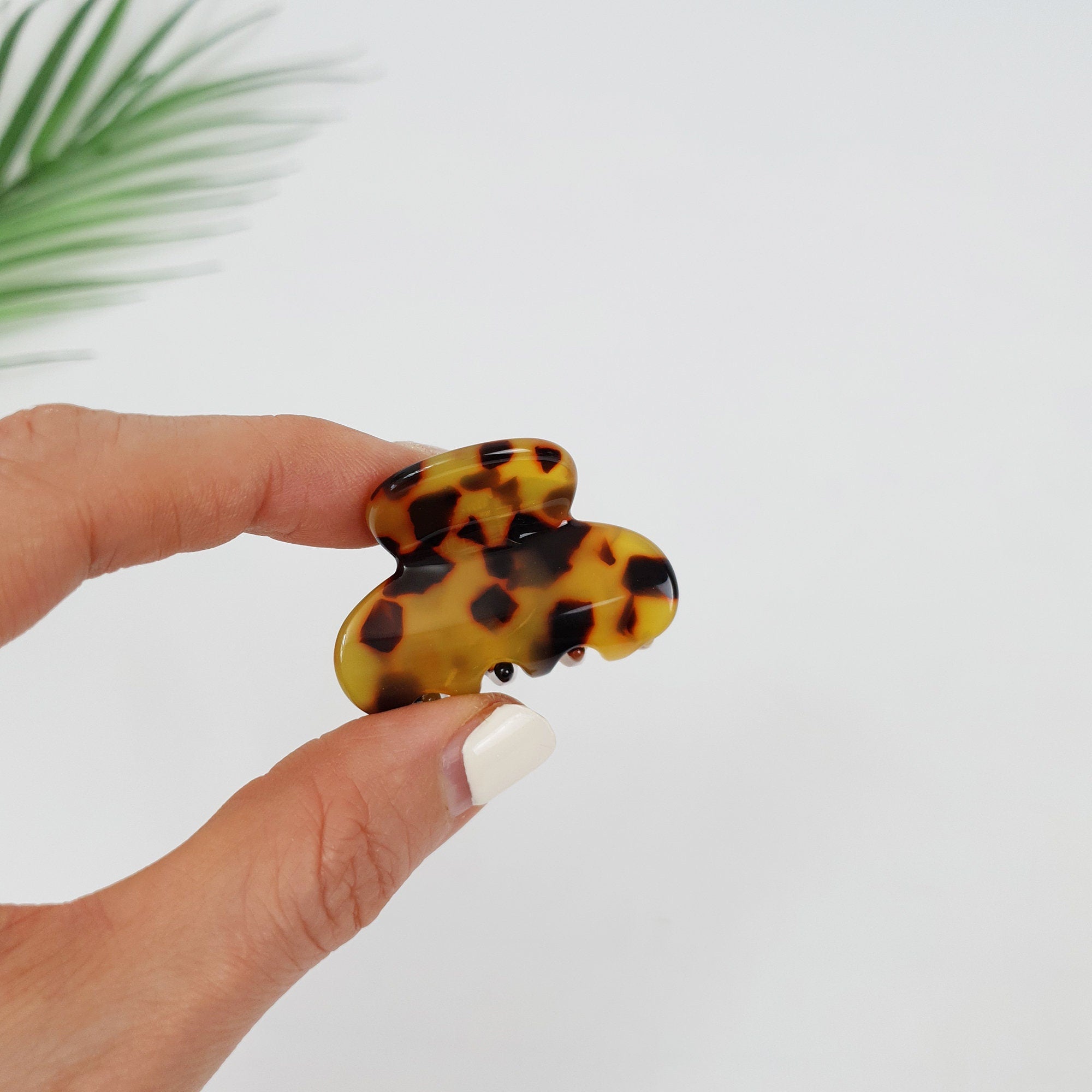Leopard Round Small Hair Clips (1.6 Inch) / Tortoise Shell Mini French Hair Pin / Hair Barrette for Woman