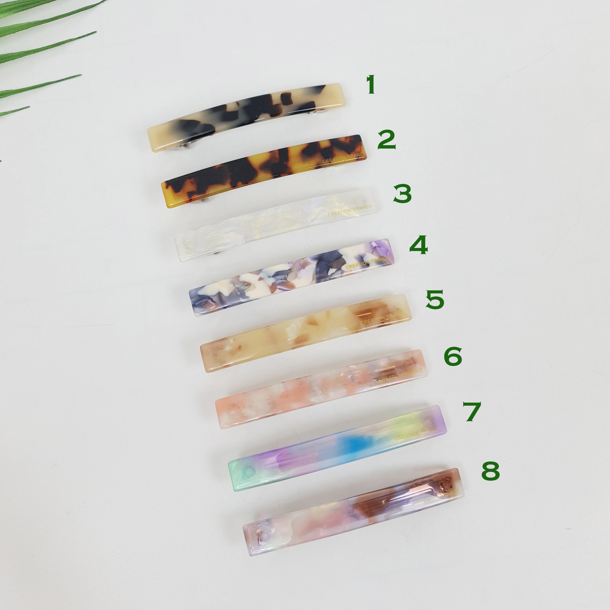Leopard Aurora Simple Line Hair Barrette (3.1 Inch) / Tortoise Marble French Hair Pin / Hair Accessory for Woman / Automatic Hair Clip