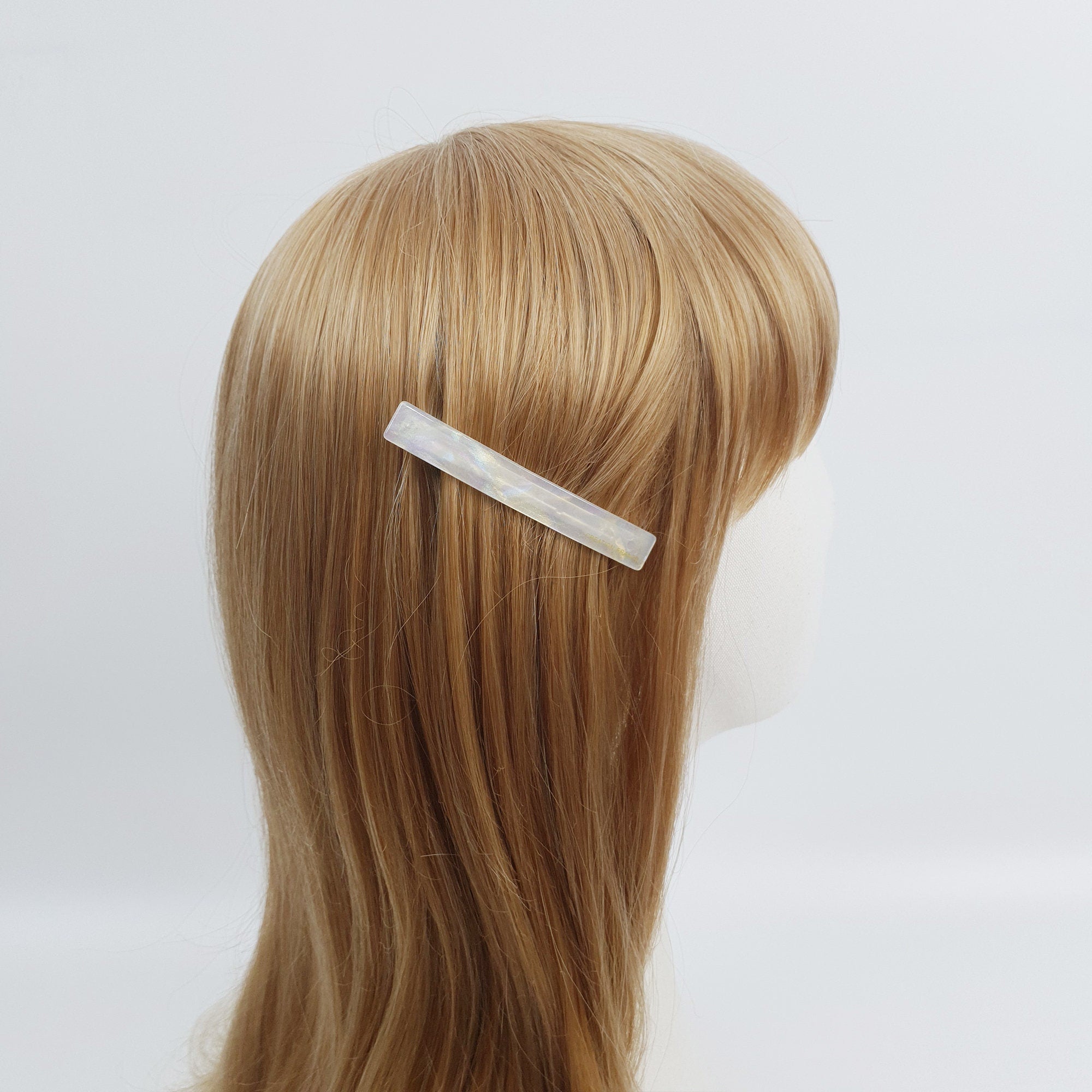Leopard Aurora Simple Line Hair Barrette (3.1 Inch) / Tortoise Marble French Hair Pin / Hair Accessory for Woman / Automatic Hair Clip