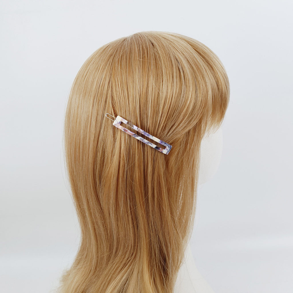 Leopard Aurora Long Square Frame Bobby Pin (2.6 Inch) / Tortoise Marble French Hair Pin Clip / Bow Barrette for Thin Hair