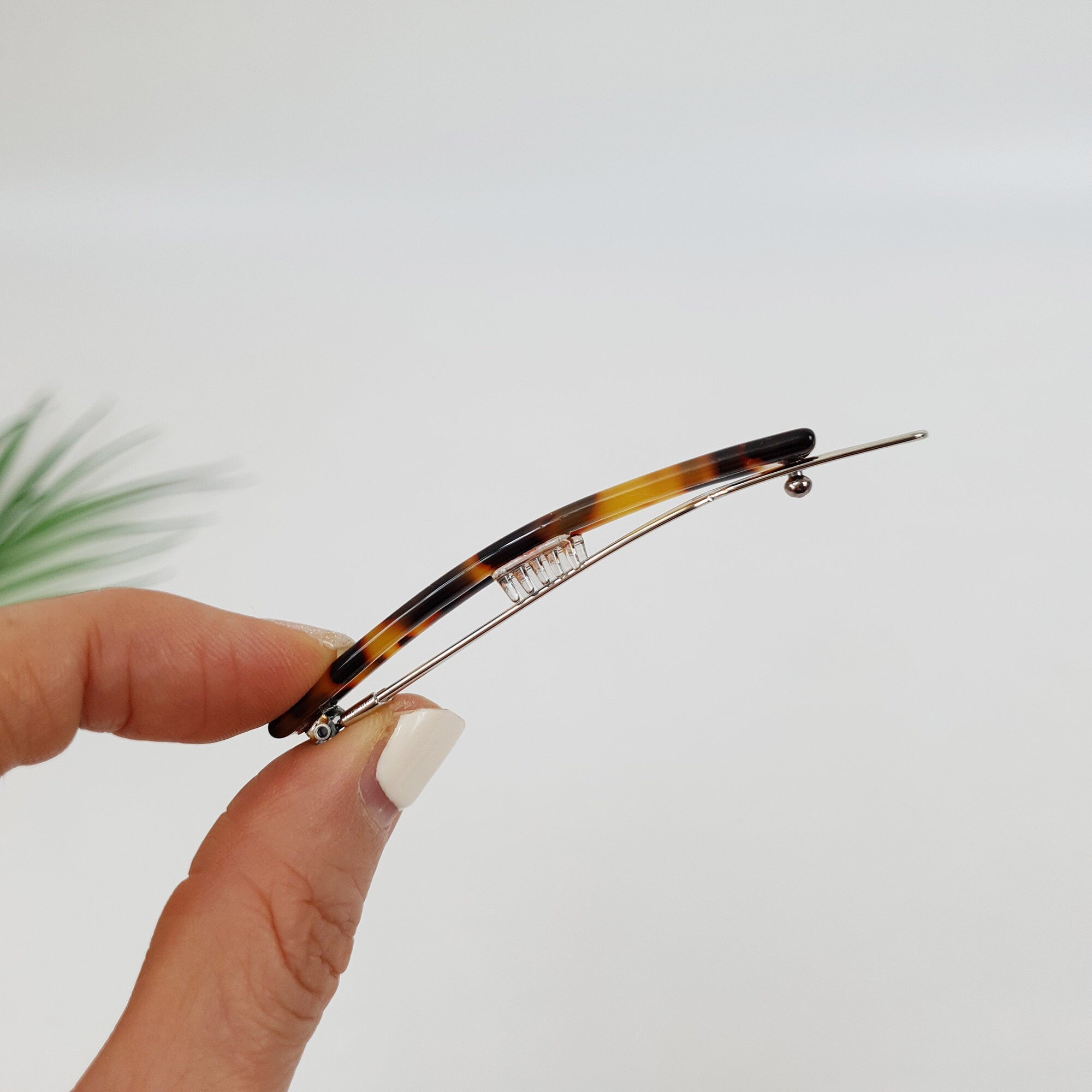 Leopard Aurora Long Square Frame Bobby Pin (2.6 Inch) / Tortoise Marble French Hair Pin Clip / Bow Barrette for Thin Hair