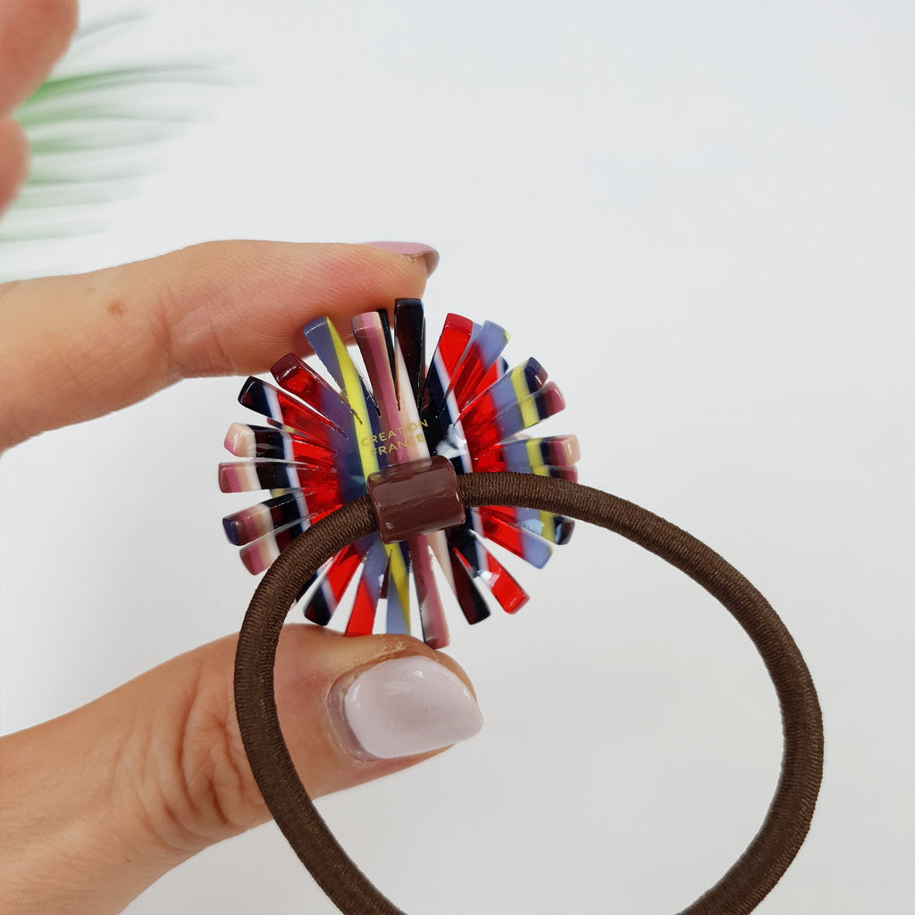 Tortoise Shell Dandelion Flower Hair Tie / Cute French Ponytail Holder / Hair Accessory for Woman / French Hair Tie / Hair Scrunchy