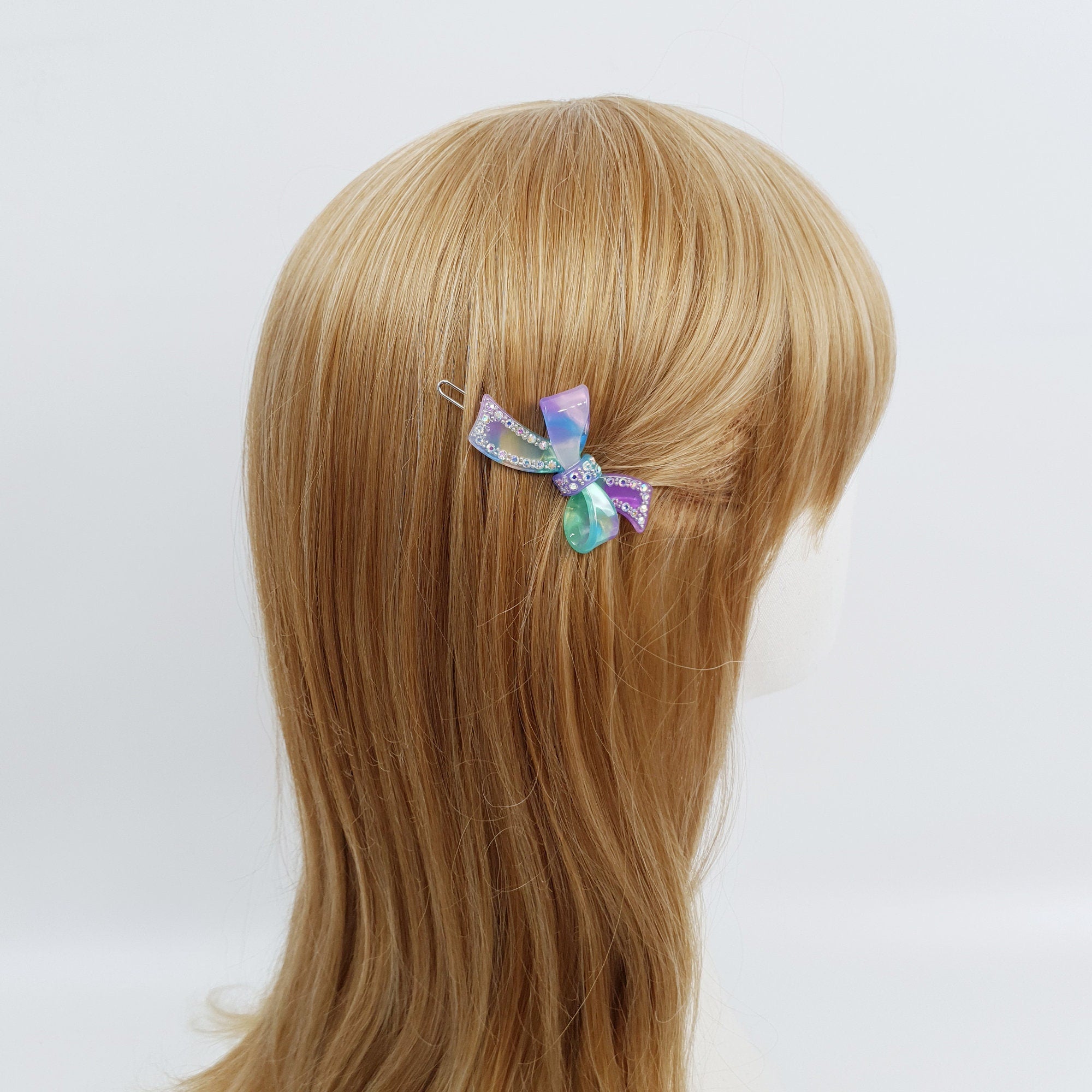 Leopard Aurora Cubic Double Ribbon Bobby Pin (2.8 Inch) / Vintage French Hair Pin / Hair Accessory for Woman / Bow Barrette