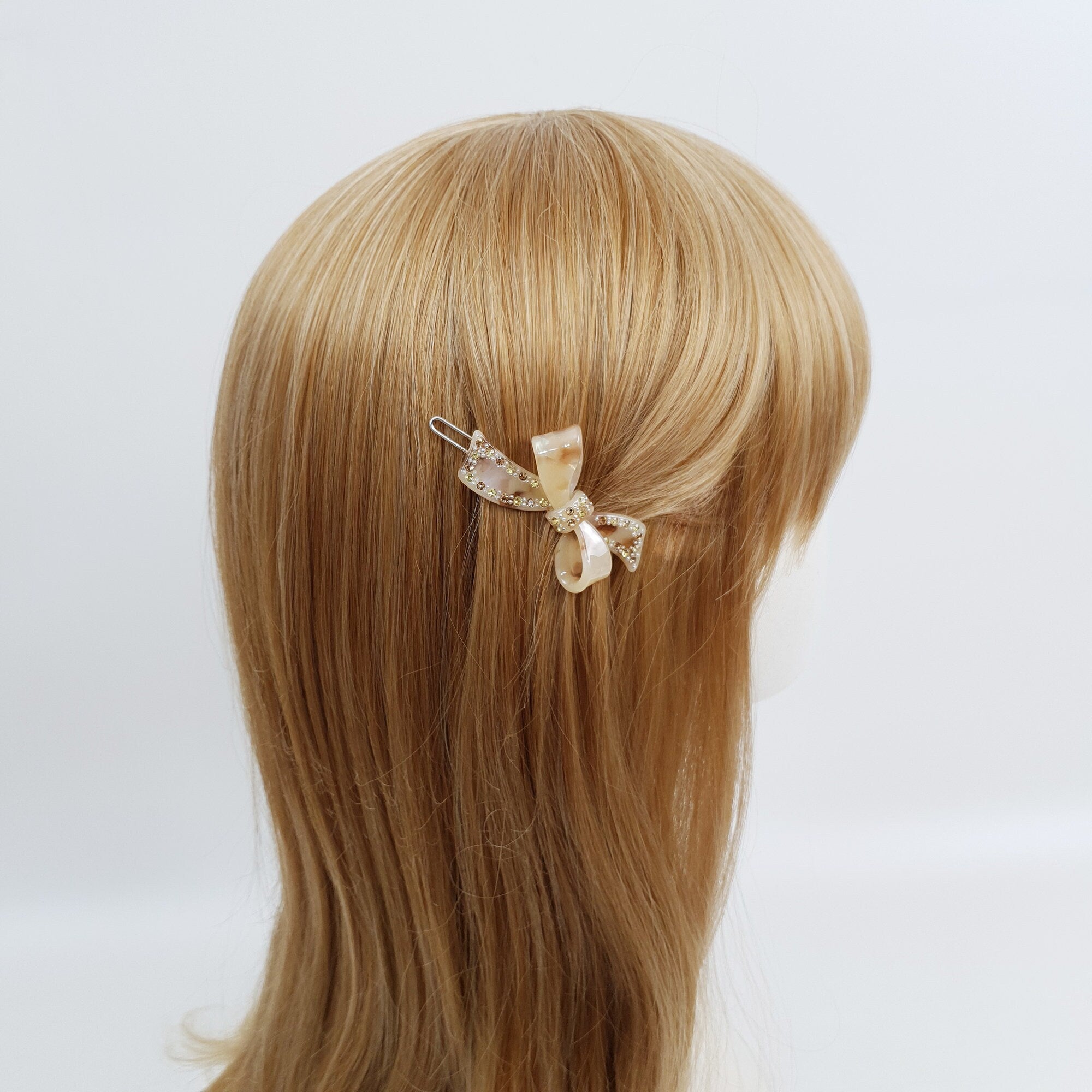 Leopard Aurora Cubic Double Ribbon Bobby Pin (2.8 Inch) / Vintage French Hair Pin / Hair Accessory for Woman / Bow Barrette