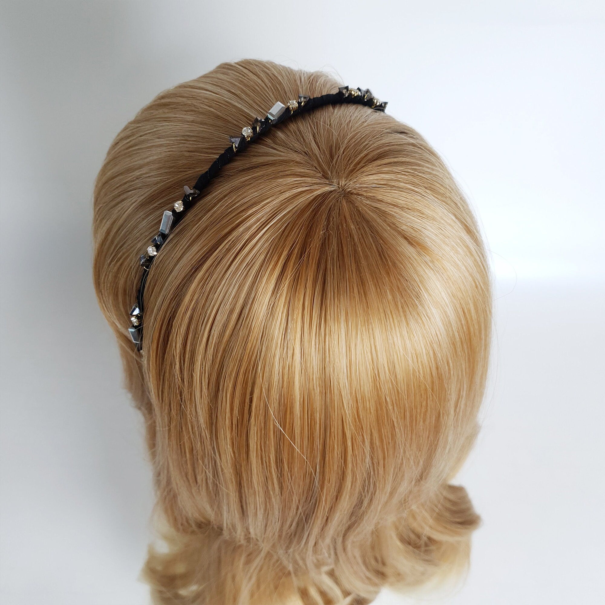 Diana Thin Headband with Crystal / Vintage Style Colorful Head Piece / Hair Accessory for Woman / Crystal Headband