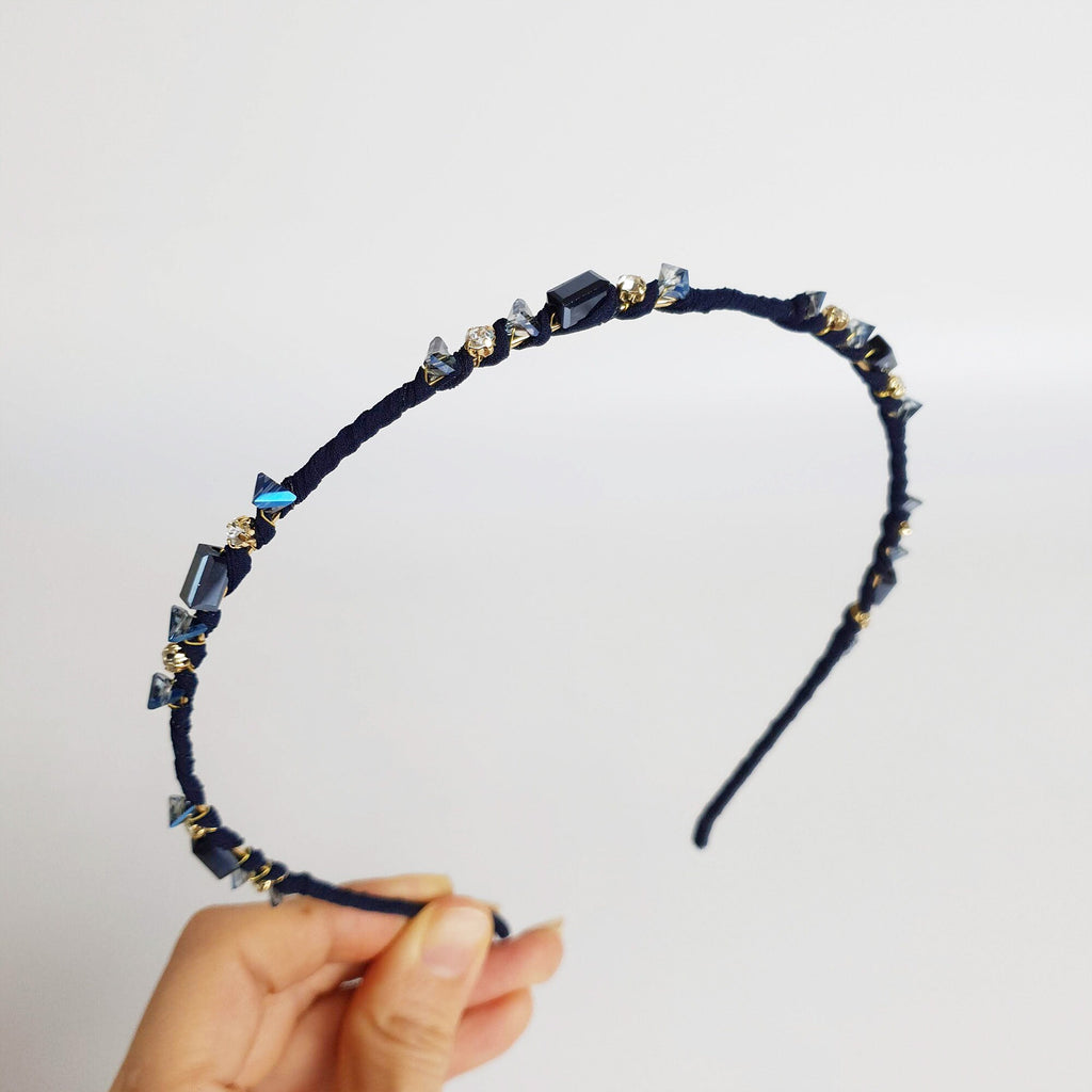 Diana Thin Headband with Crystal / Vintage Style Colorful Head Piece / Hair Accessory for Woman / Crystal Headband