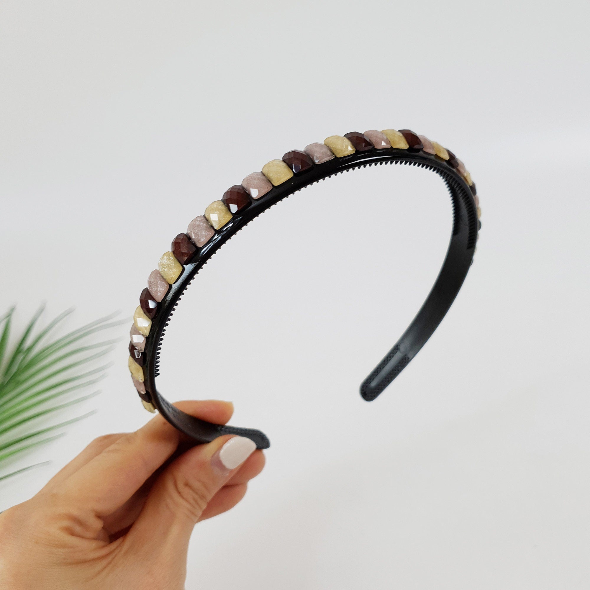 Square Formica Pearl Thin Headband / Daily Vintage Style Head Piece / Hair Accessory for Woman / Pearl Headband