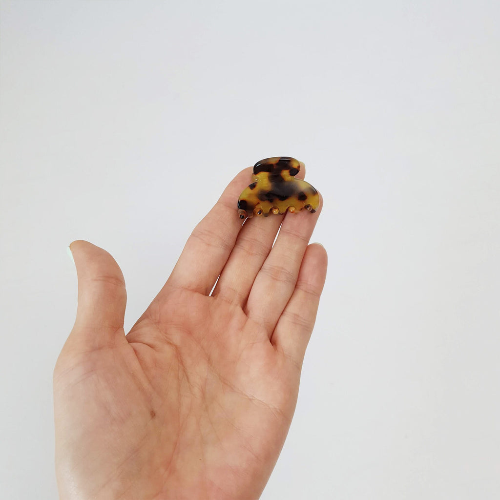 Half Moon Mini Hair Clips / Tortoise Shell Tiny French Hair Pin / Hair Barrette for Woman / Hair Accessory for Girl