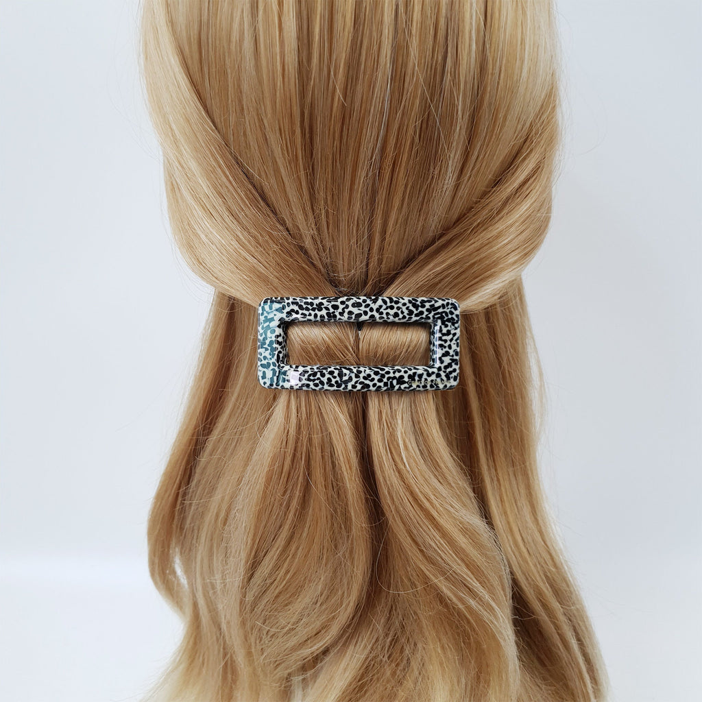 Leopard Square Buckle Hair Barrette / Tortoise Marble French Hair Pin / Hair Accessory for Woman / Automatic Hair Clip