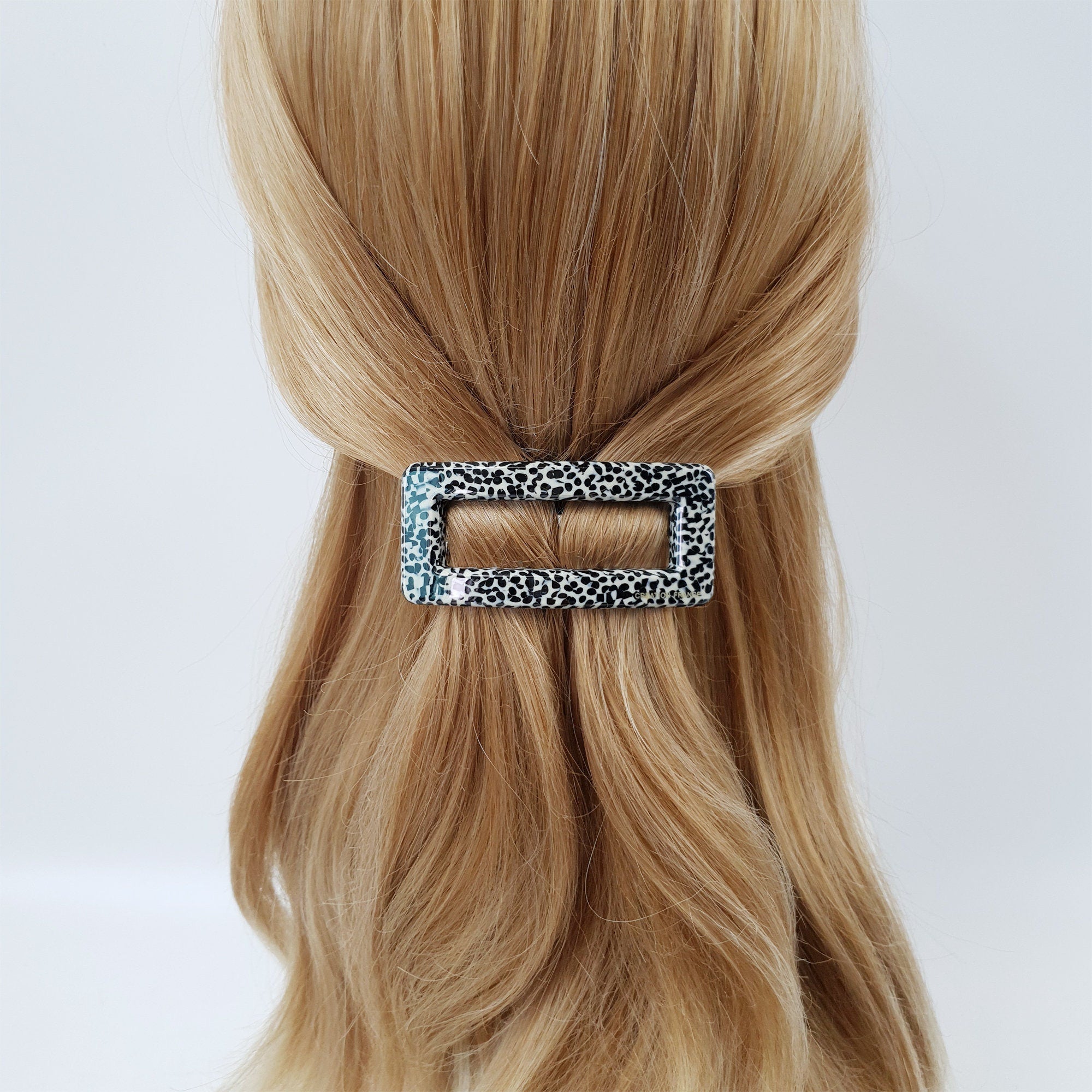 Leopard Square Buckle Hair Barrette / Tortoise Marble French Hair Pin / Hair Accessory for Woman / Automatic Hair Clip