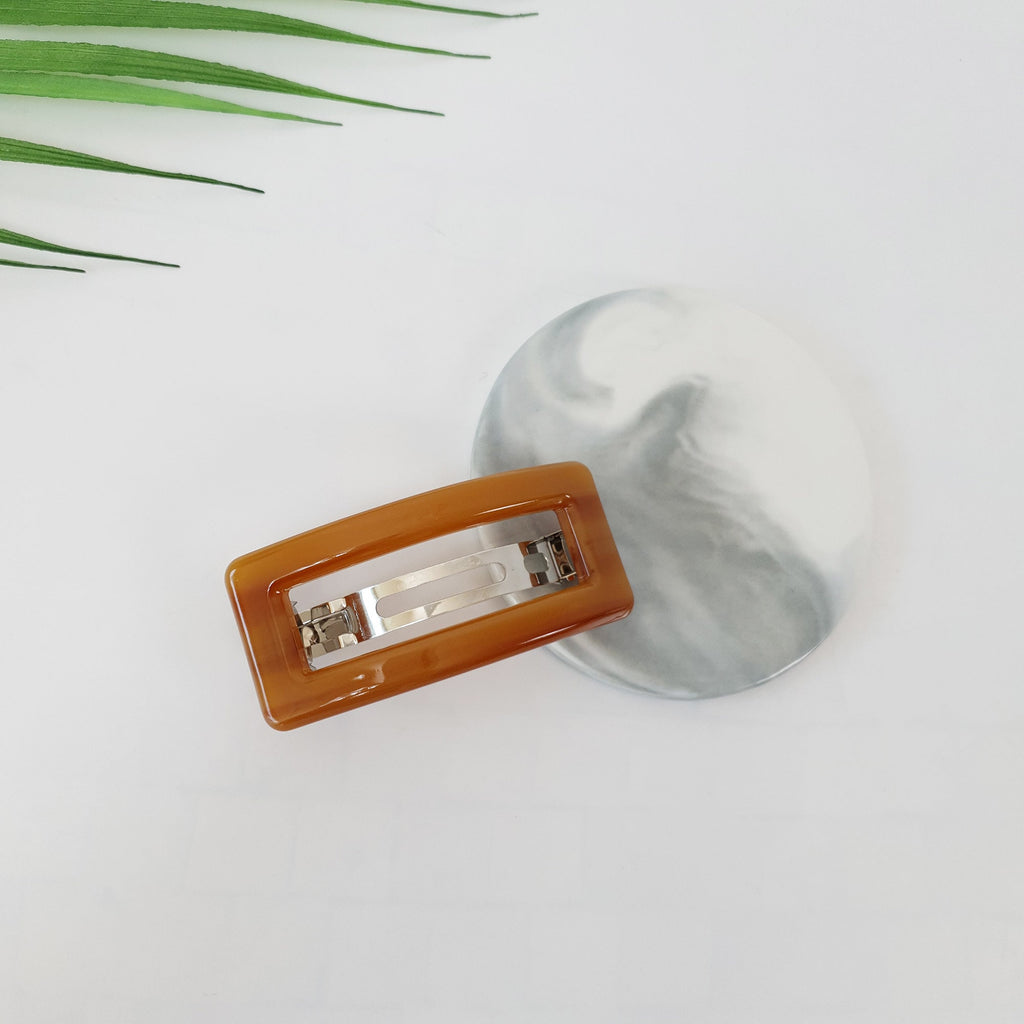 Leopard Square Buckle Hair Barrette / Tortoise Marble French Hair Pin / Hair Accessory for Woman / Automatic Hair Clip