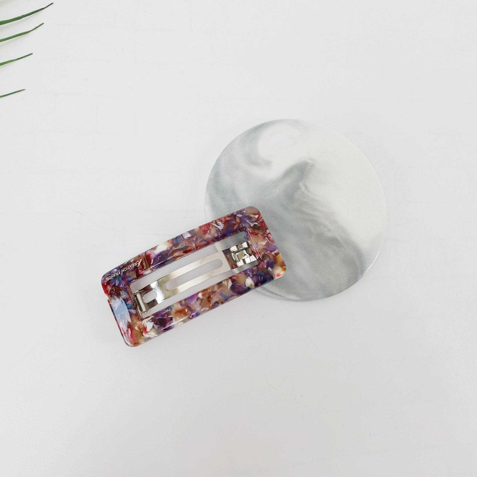 Leopard Square Buckle Hair Barrette / Tortoise Marble French Hair Pin / Hair Accessory for Woman / Automatic Hair Clip