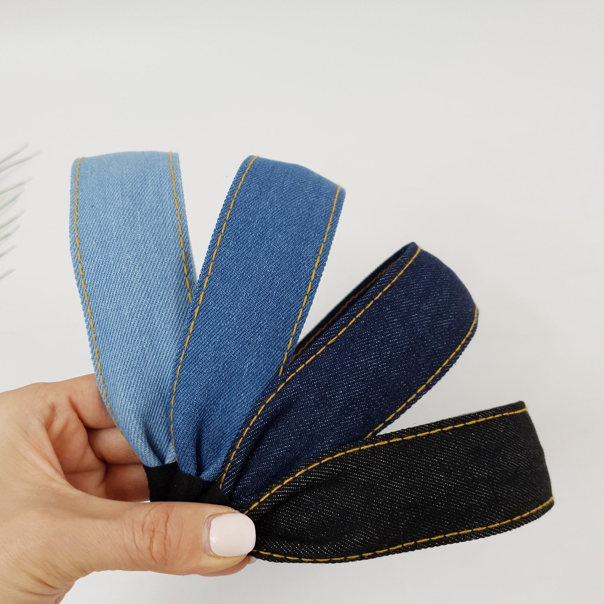 Denim Simple Line 1.6 Inch Wide Headband / Blue Hair Turban Bandanna / Hair Accessory for Woman