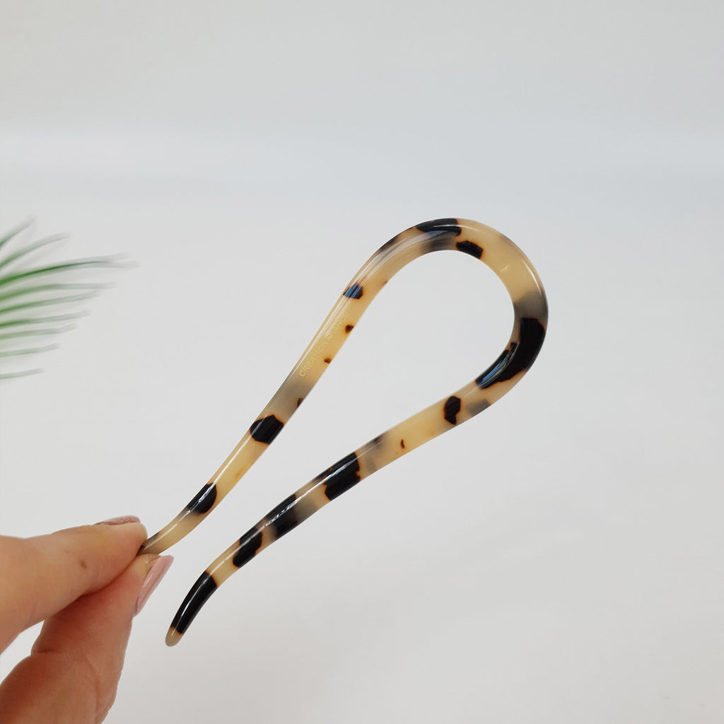 Tortoise Shell U Shape Hair Stick / Leopard French Hair Pin / Hair Fork for Thick Hair / Hair Clasp for Woman