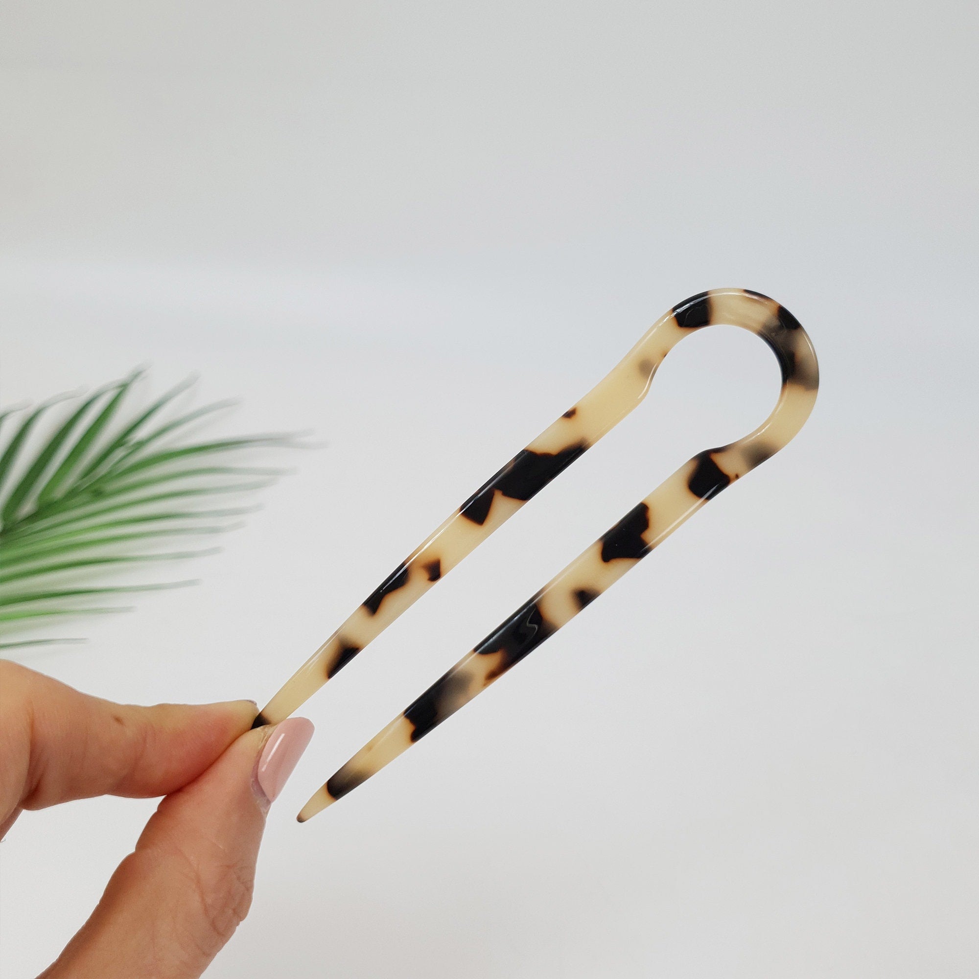 Tortoise Shell U Shape Hair Stick / Leopard French Hair Pin / Hair Fork for Thick Hair / Hair Clasp for Woman