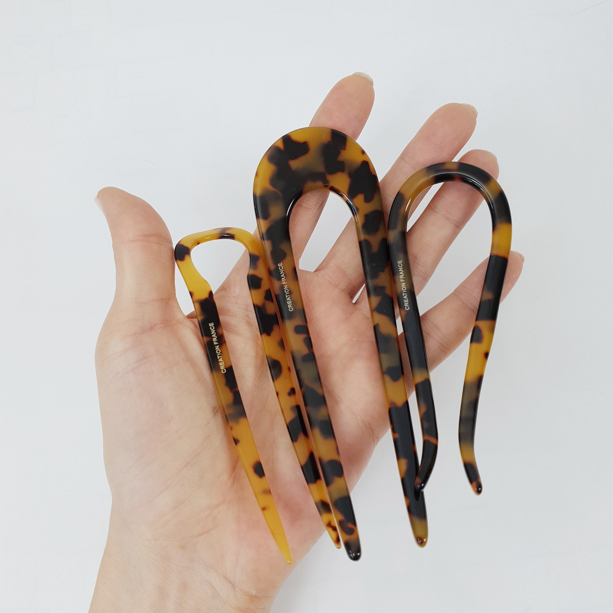 Tortoise Shell U Shape Hair Stick / Leopard French Hair Pin / Hair Fork for Thick Hair / Hair Clasp for Woman