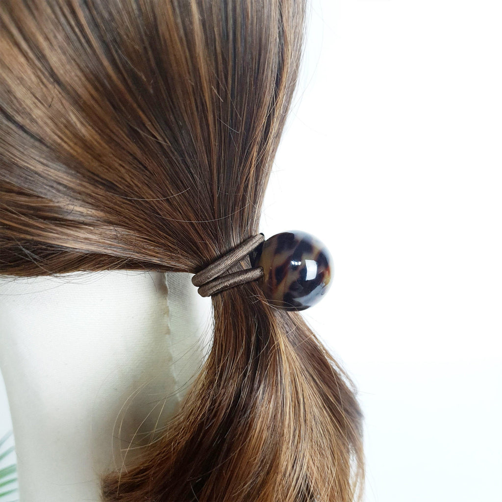 Leopard Big Bead Cube Square Hair Tie / Tortoise Marble Ponytail Holder / Hair Accessory for Woman / French Hair Pin / Hair Scrunchy