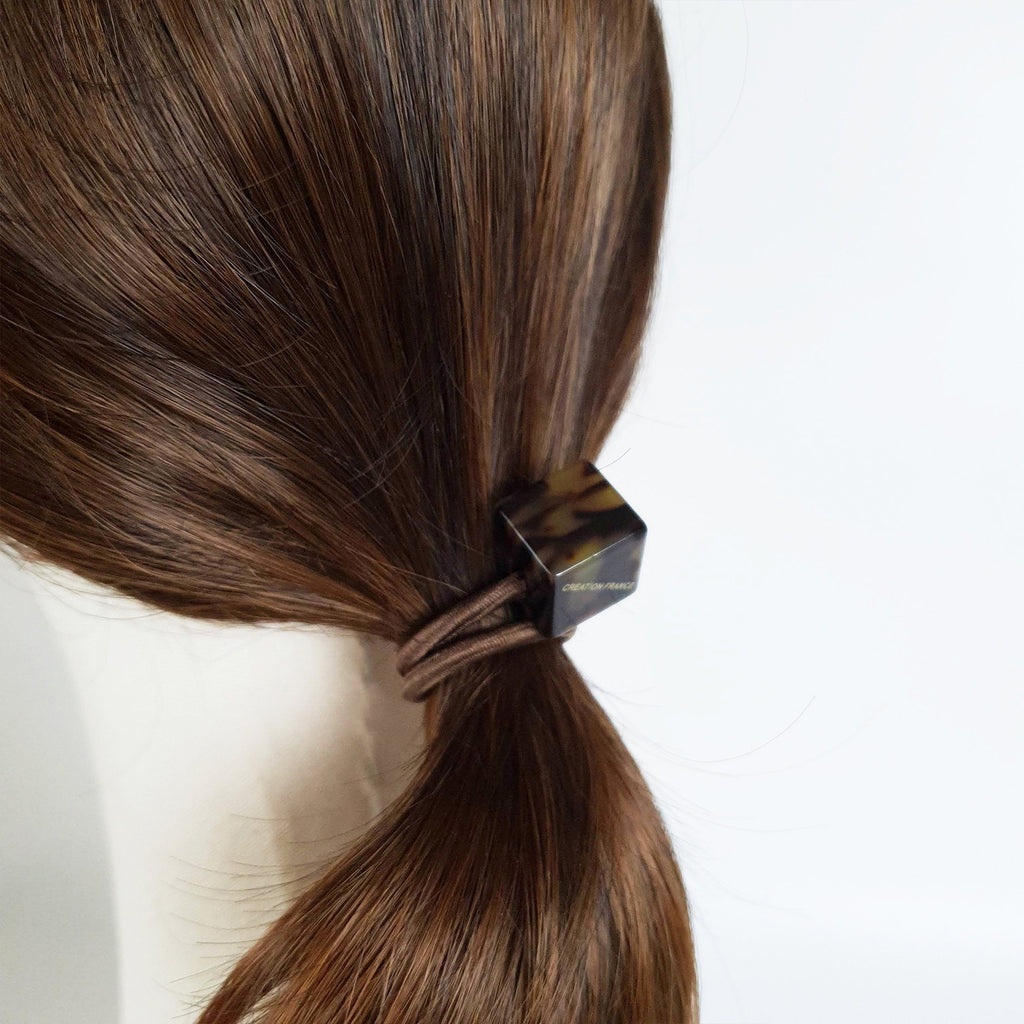 Leopard Big Bead Cube Square Hair Tie / Tortoise Marble Ponytail Holder / Hair Accessory for Woman / French Hair Pin / Hair Scrunchy