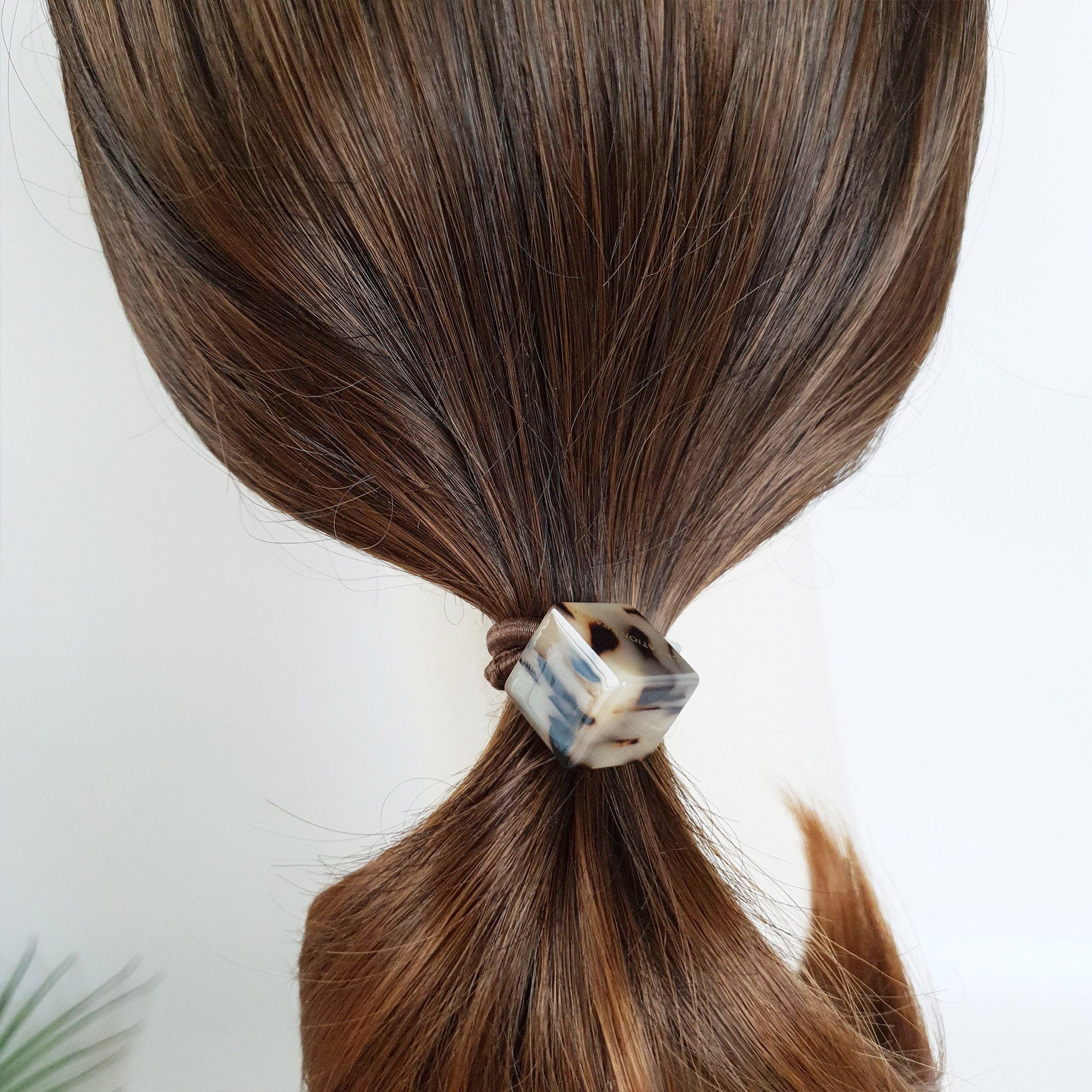 Leopard Big Bead Cube Square Hair Tie / Tortoise Marble Ponytail Holder / Hair Accessory for Woman / French Hair Pin / Hair Scrunchy