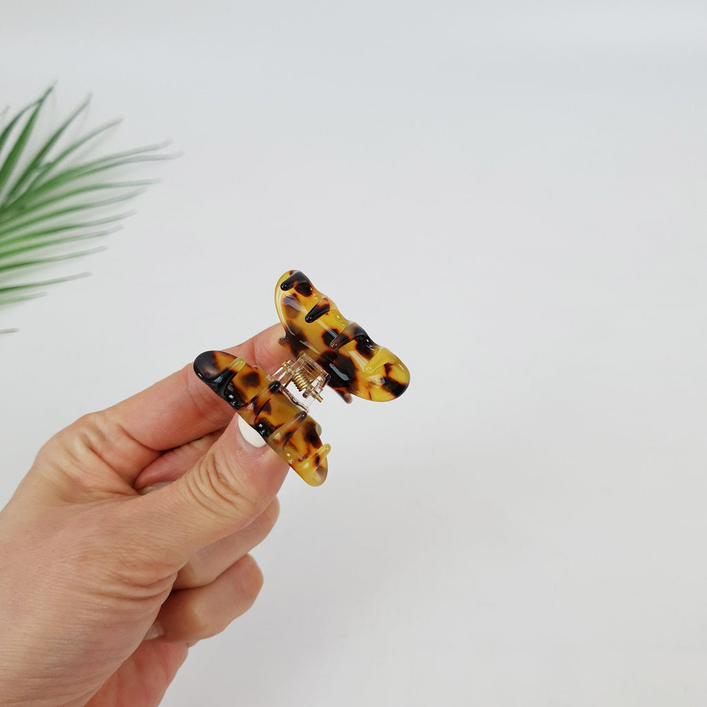 Leopard Round Small Hair Clips (1.6 Inch) / Tortoise Shell Mini French Hair Pin / Hair Barrette for Woman