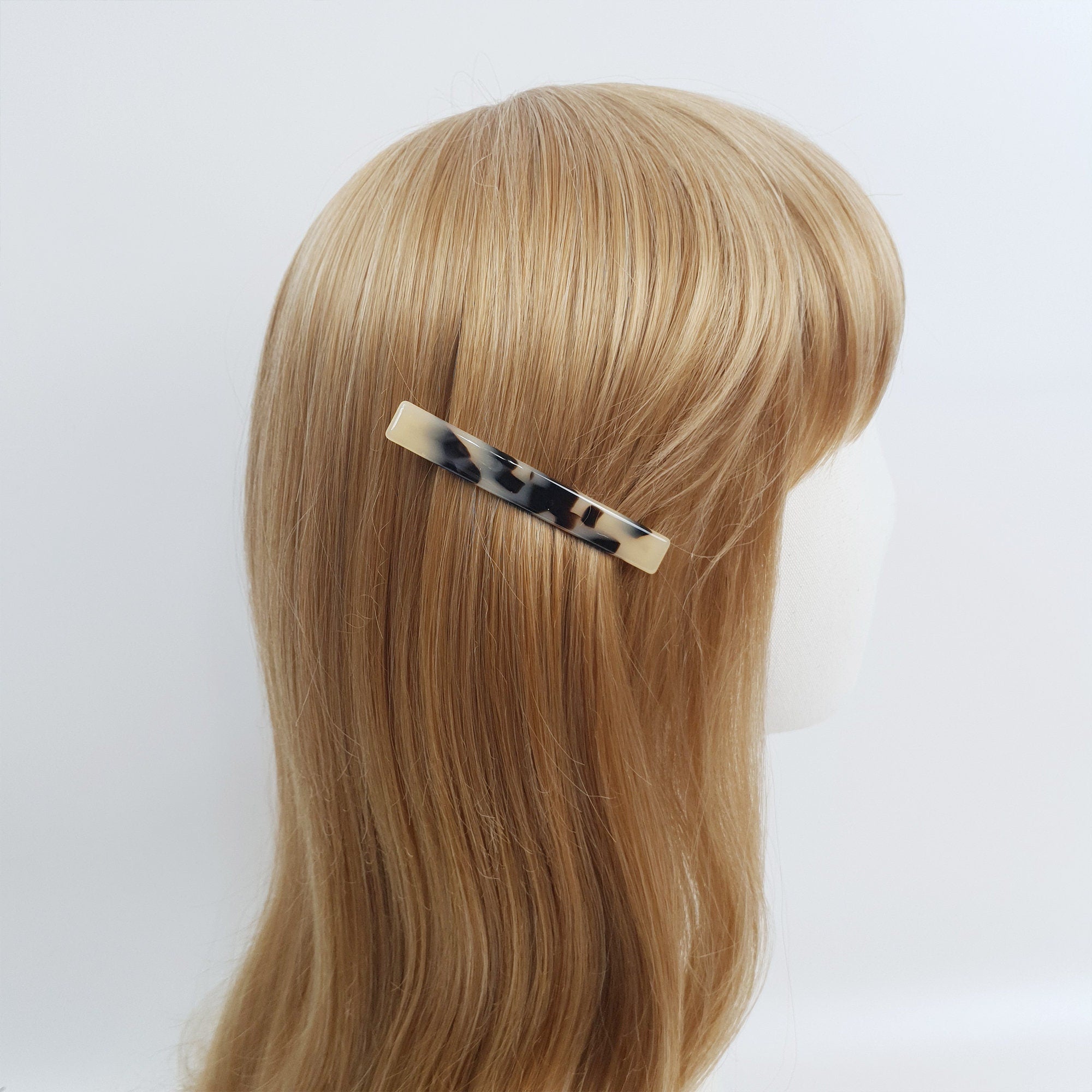 Leopard Aurora Simple Line Hair Barrette (3.1 Inch) / Tortoise Marble French Hair Pin / Hair Accessory for Woman / Automatic Hair Clip