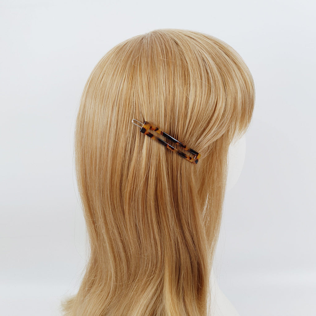 Leopard Aurora Long Square Frame Bobby Pin (2.6 Inch) / Tortoise Marble French Hair Pin Clip / Bow Barrette for Thin Hair