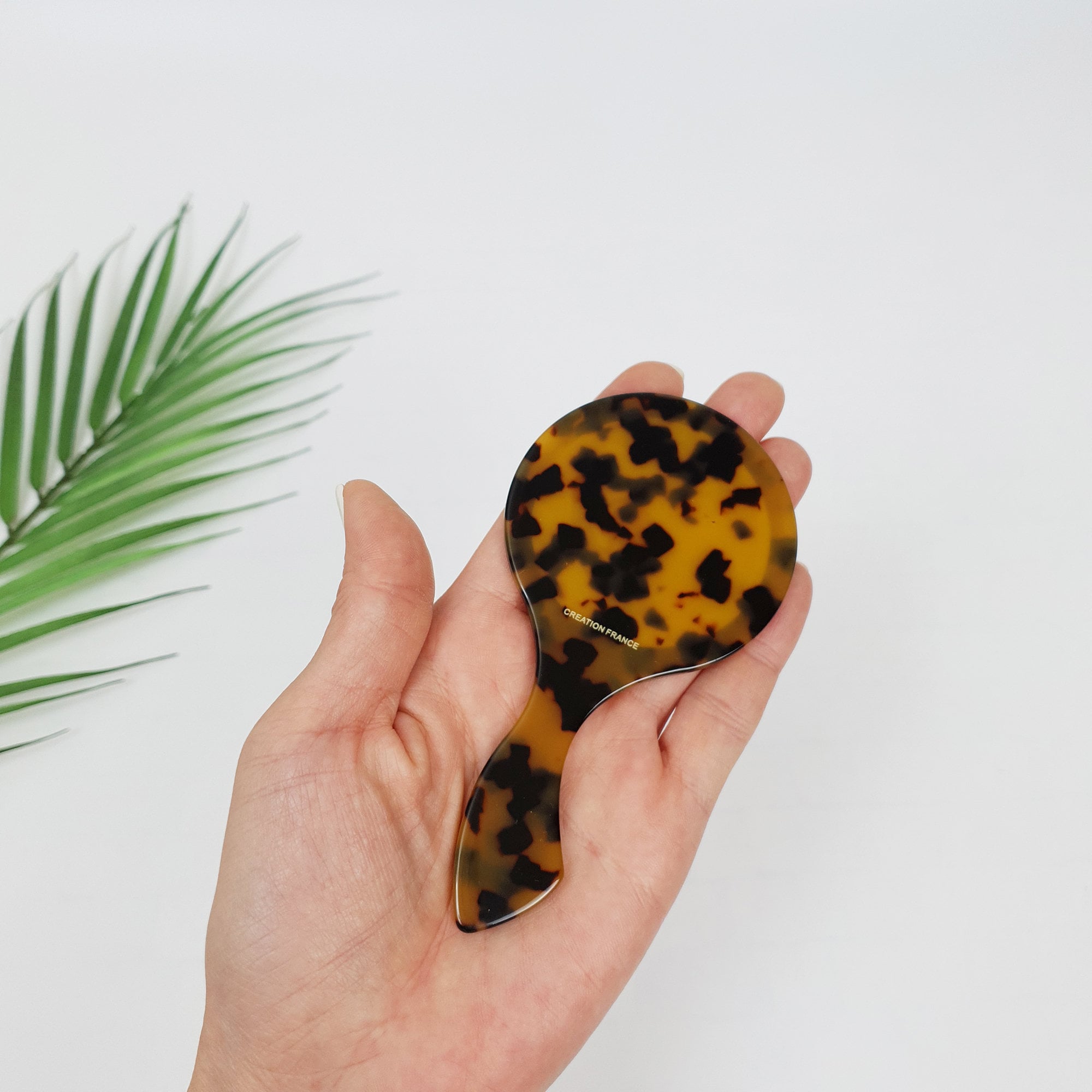 Tortoise Marble Thin Half Moon Shape Hair Comb / Hand Held Mirror for Woman / Curly Hair Comb Hair Brush