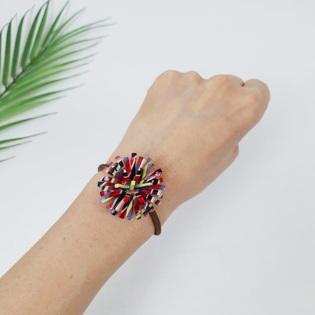Tortoise Shell Dandelion Flower Hair Tie / Cute French Ponytail Holder / Hair Accessory for Woman / French Hair Tie / Hair Scrunchy
