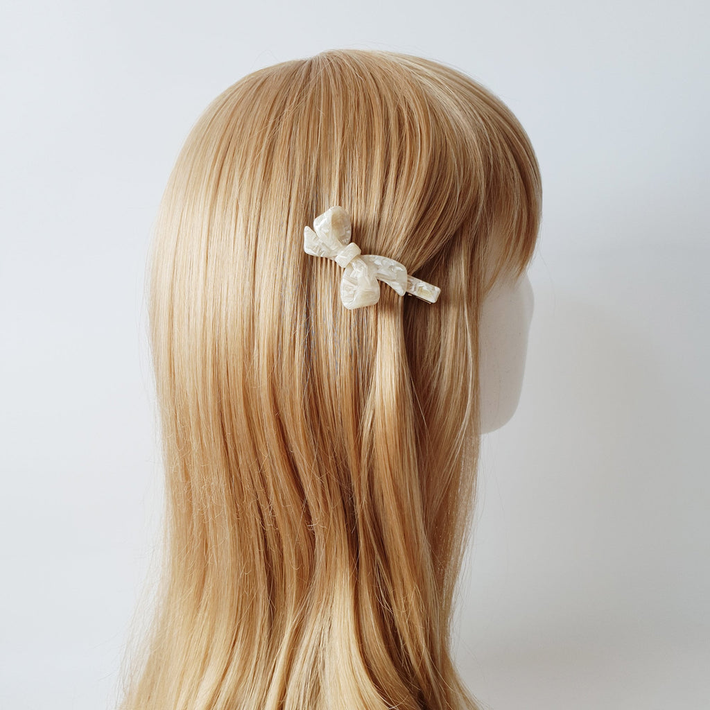 Double Ribbon Hair Claw Clip / Tortoise Shell French Hair Pin / Hair Accessory for Woman / Alligator Hair Clip for Girl