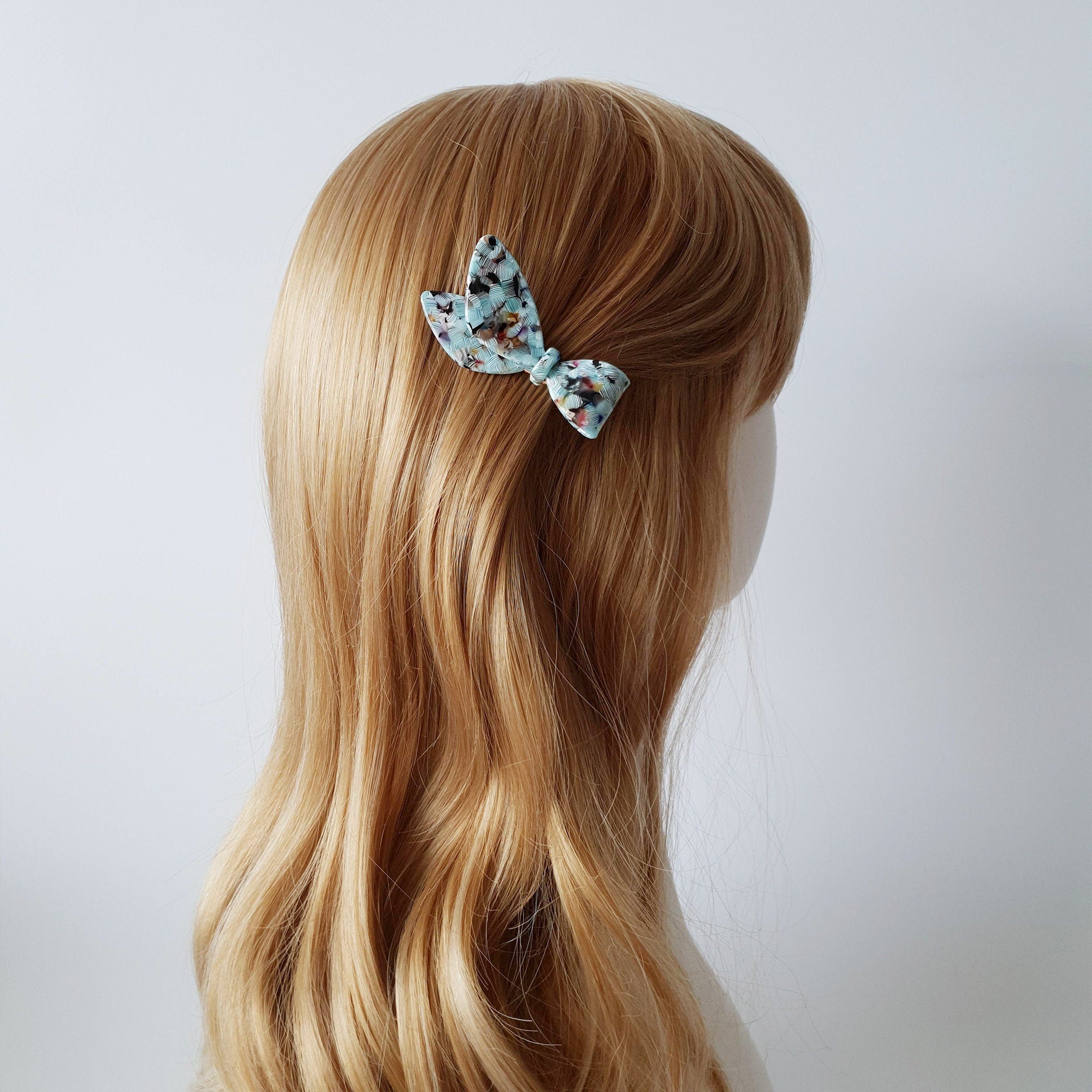 Scarf Ribbon Hair Clip / Tortoise Shell French Hair Pin / Hair Accessory for Woman / French Barrette