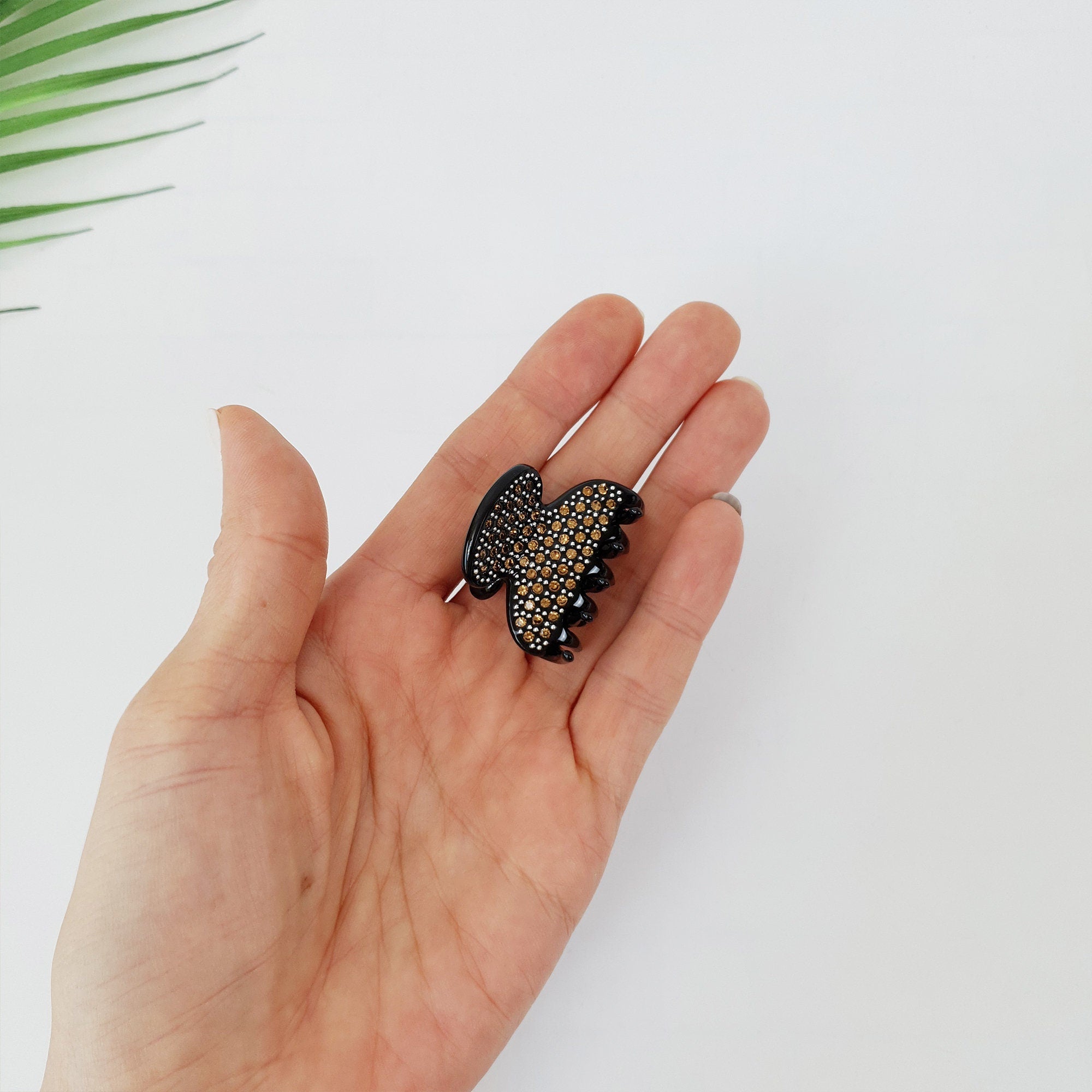 Half Moon Mini Hair Clips with Cubic Stone / Luxurious French Hair Pin / Hair Accessory for Woman / Leopard French Barrette